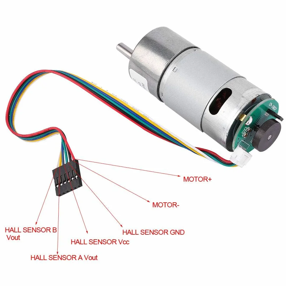 Motoreduktor DC 12/24V 37 mm Silnik z Redukcją Prędkości 10-1500 RPM z Enkoderem Mimośrodowy Wał Wyjściowy Silnik Przekładniowy