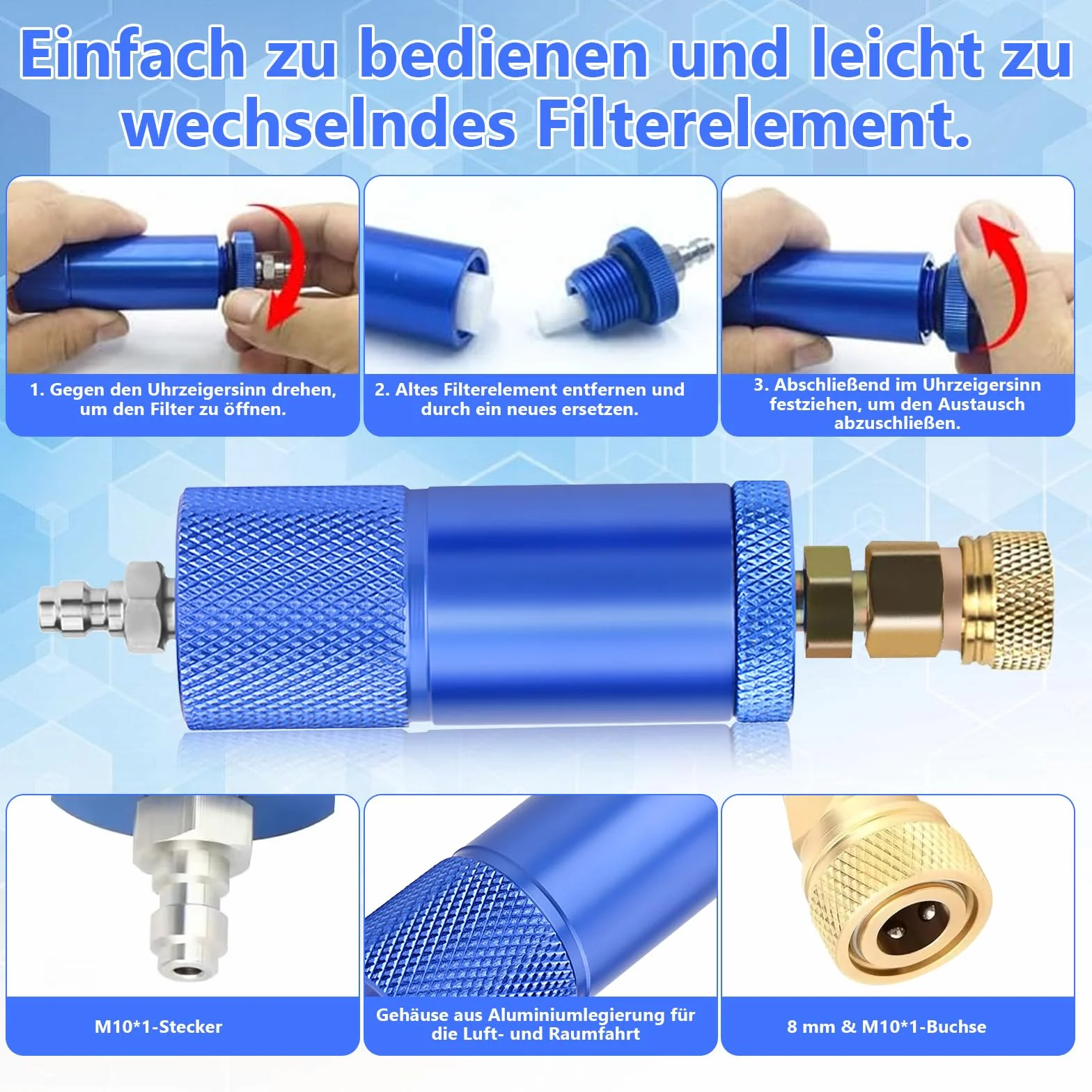 Filtr wilgoci w sprężarce powietrza Separator wody z separatorem Regulator z gwintem wewnętrznym i zewnętrznym