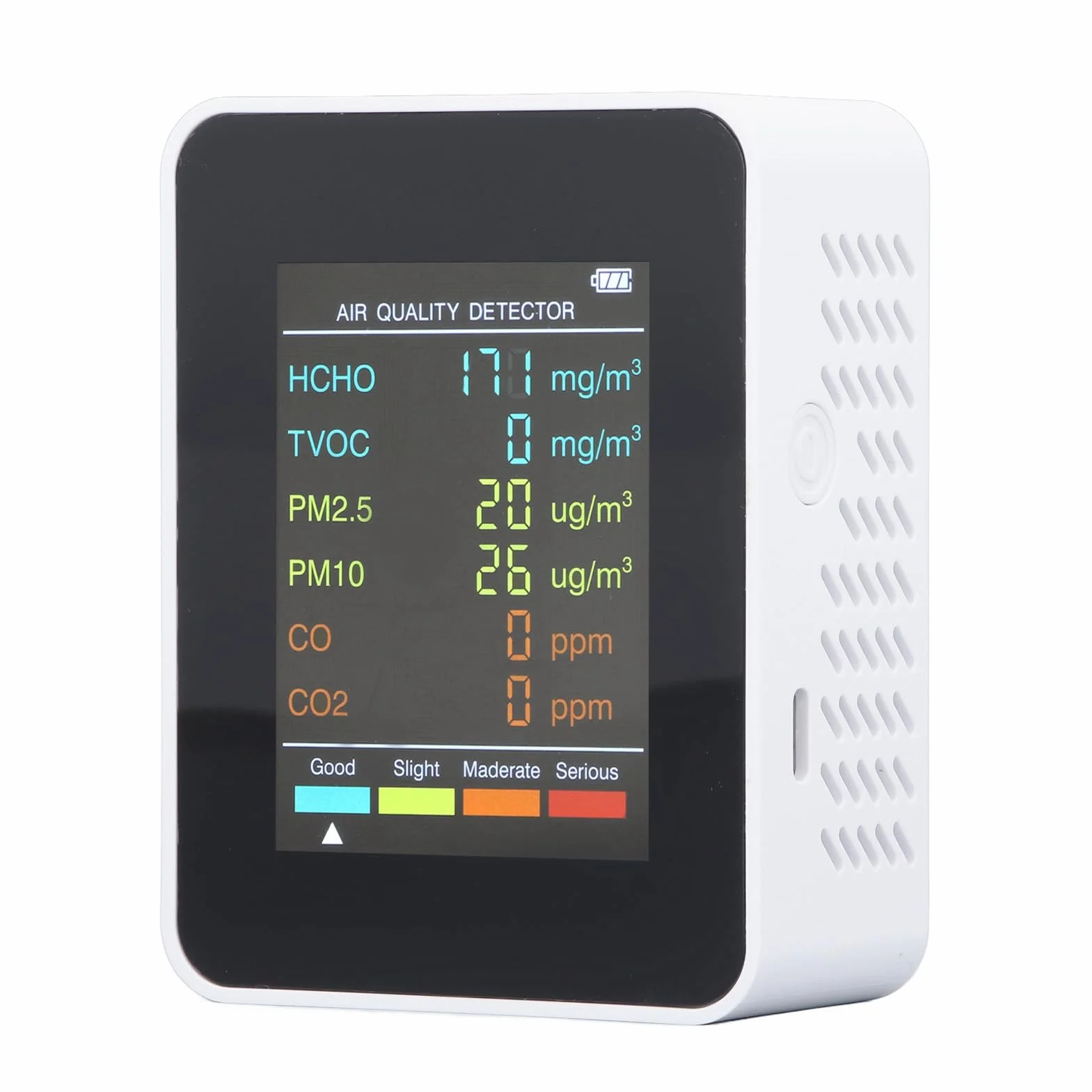 Inteligentny Monitor Jakości Powietrza 5 w 1 CO₂ TVOC HCHO PM2.5 PM10 USB LCD Tester Biały