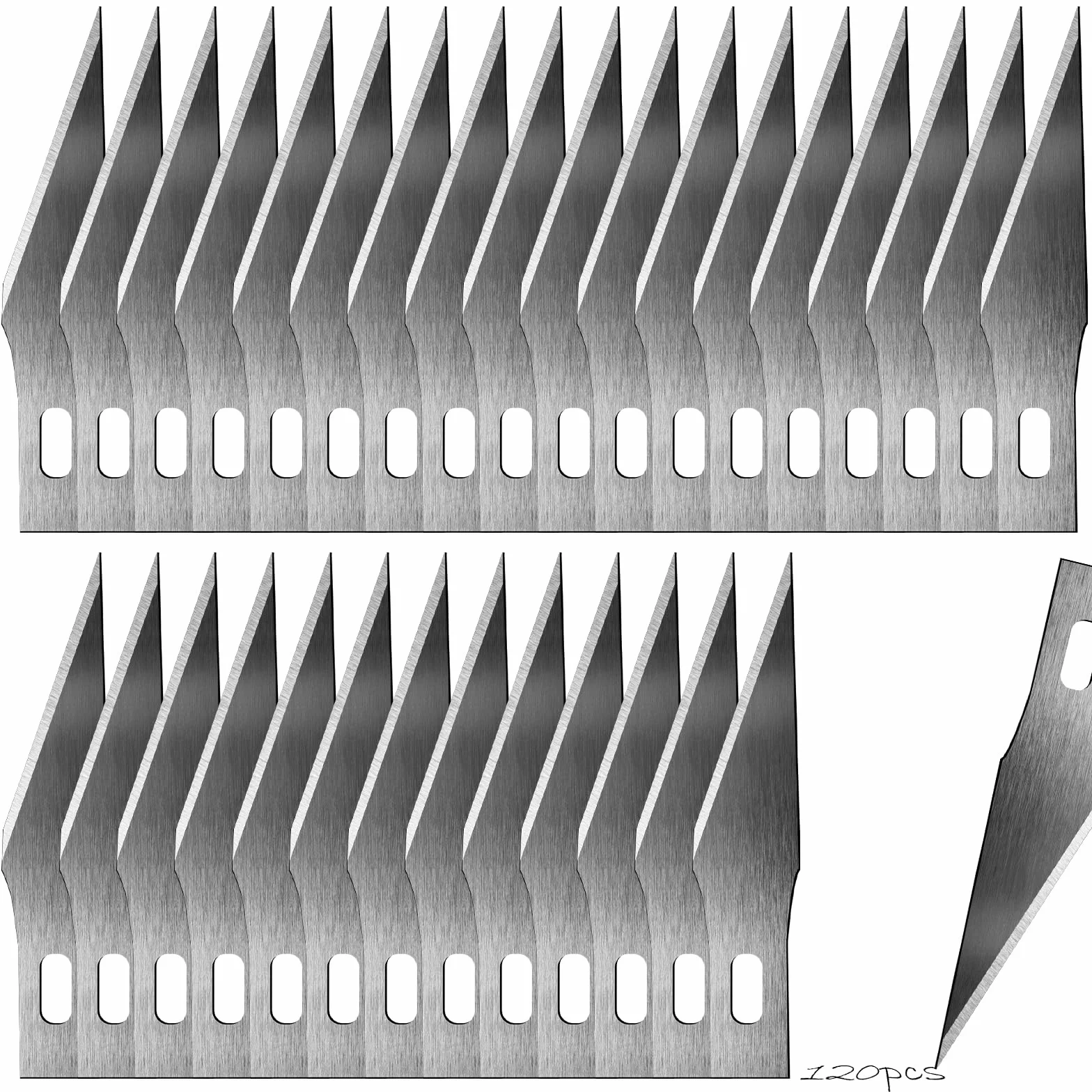 Zestaw 120 ostrzy skalpela, noży DIY, zapasowych ostrzy skalpela, noży hobbystycznych, noży do majsterkowania, noży precyzyjnych, modelarstwa, skalpela, stali węglowej