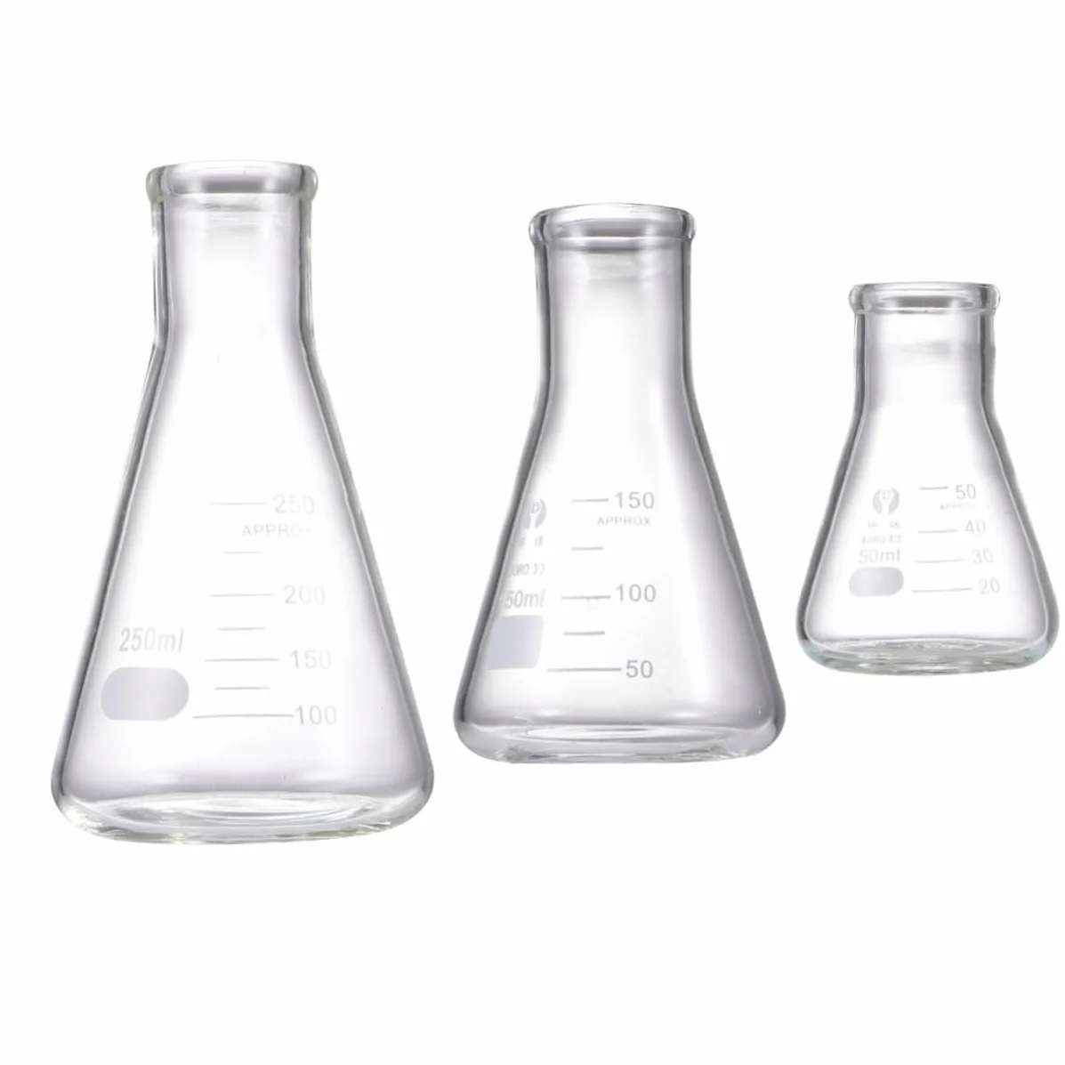 iplusmile Znormalizowane Szklane Kolby Stożkowe Do Chemii Organicznej 50ml 150ml 250ml Zestaw