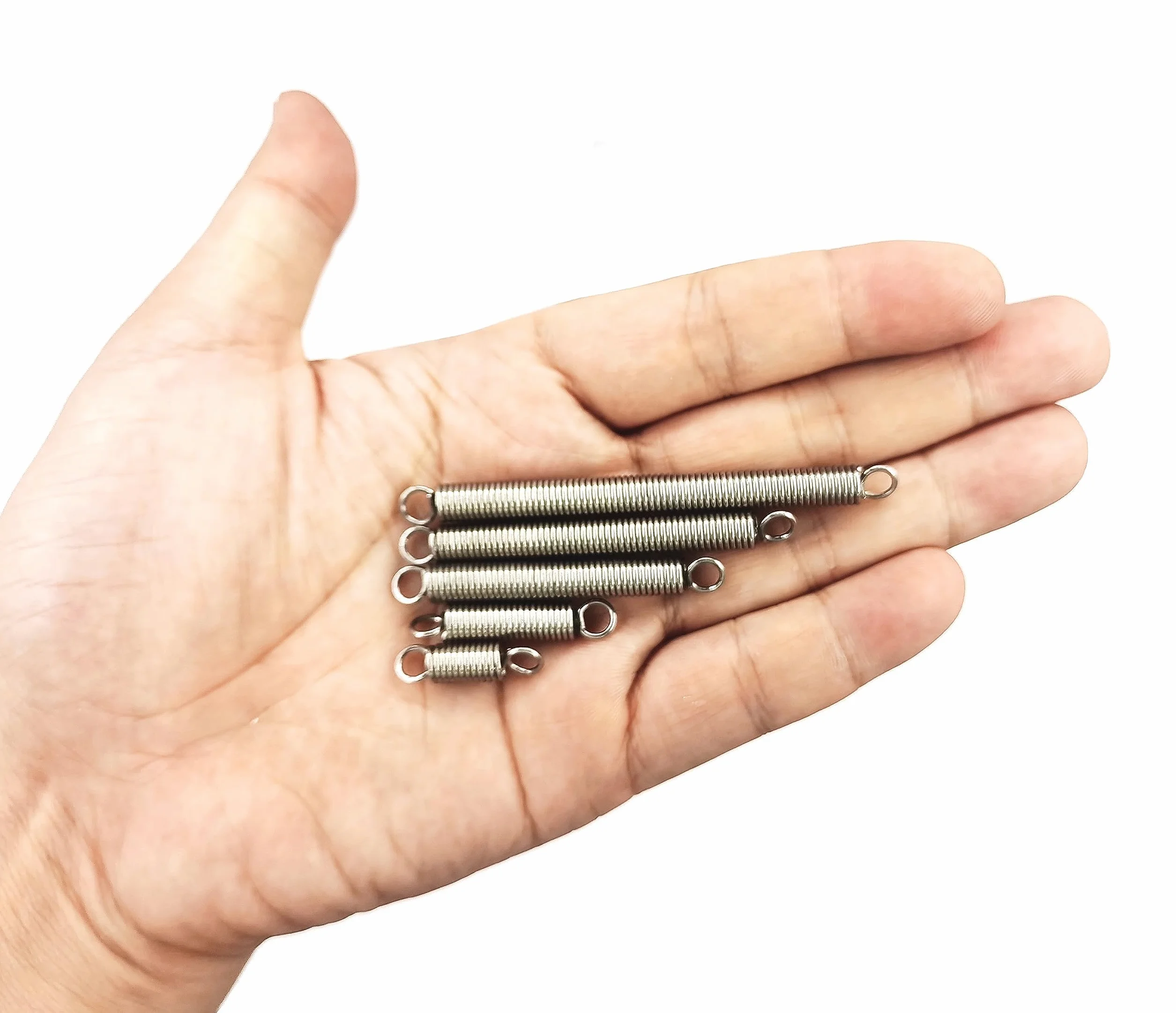 60PCS Sprężyny rozciągane Zestaw asortymentu, Długość 1cm 2cm 3cm 4cm 5cm 6cm, Średnica drutu 0.9mm, Średnica zewnętrzna 6.4mm, Stal nierdzewna Mechaniczne Małe Sprężyny rozciągane z końcówkami haków