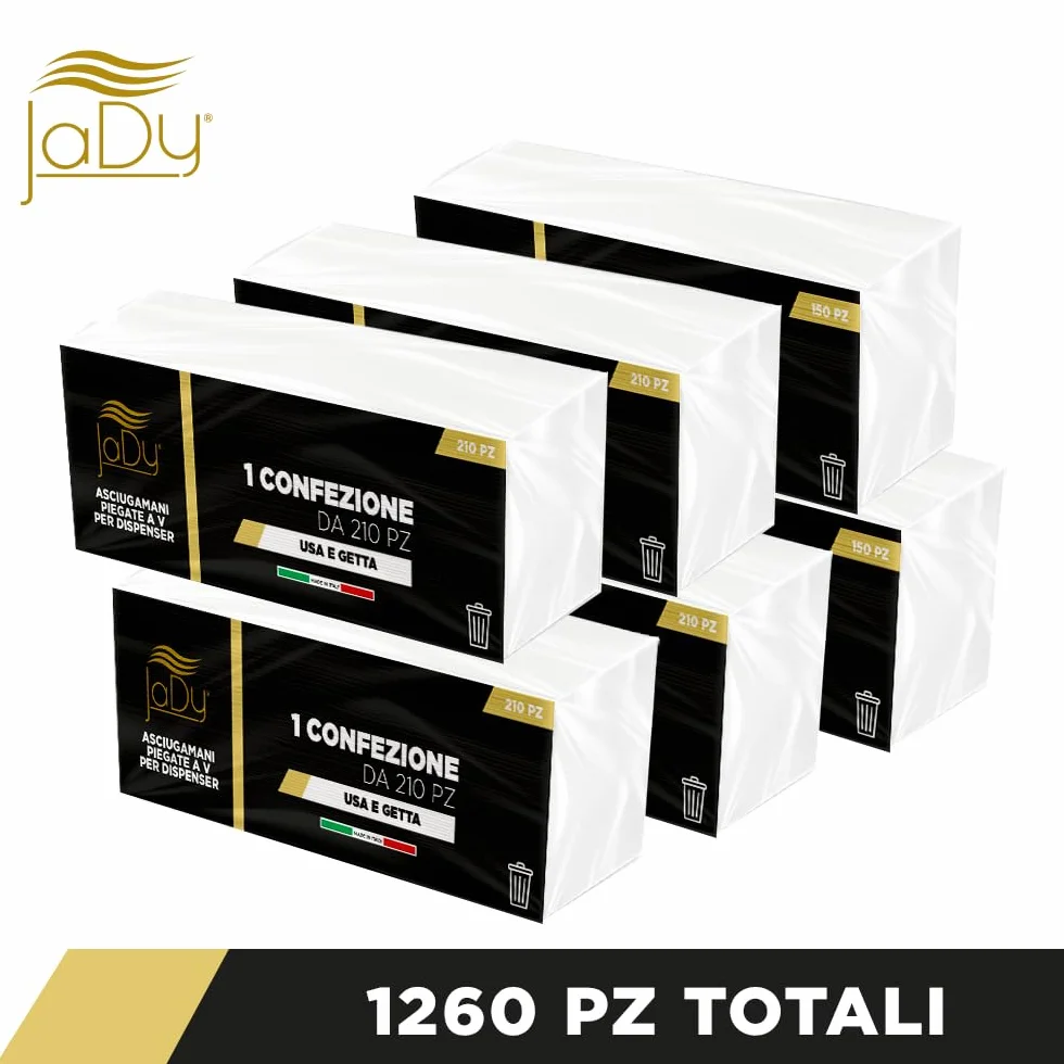 JADY LUXURY Ręczniki Jednorazowe Składane 100% Czysta Celuloza 6 Opakowań 1260 Sztuk