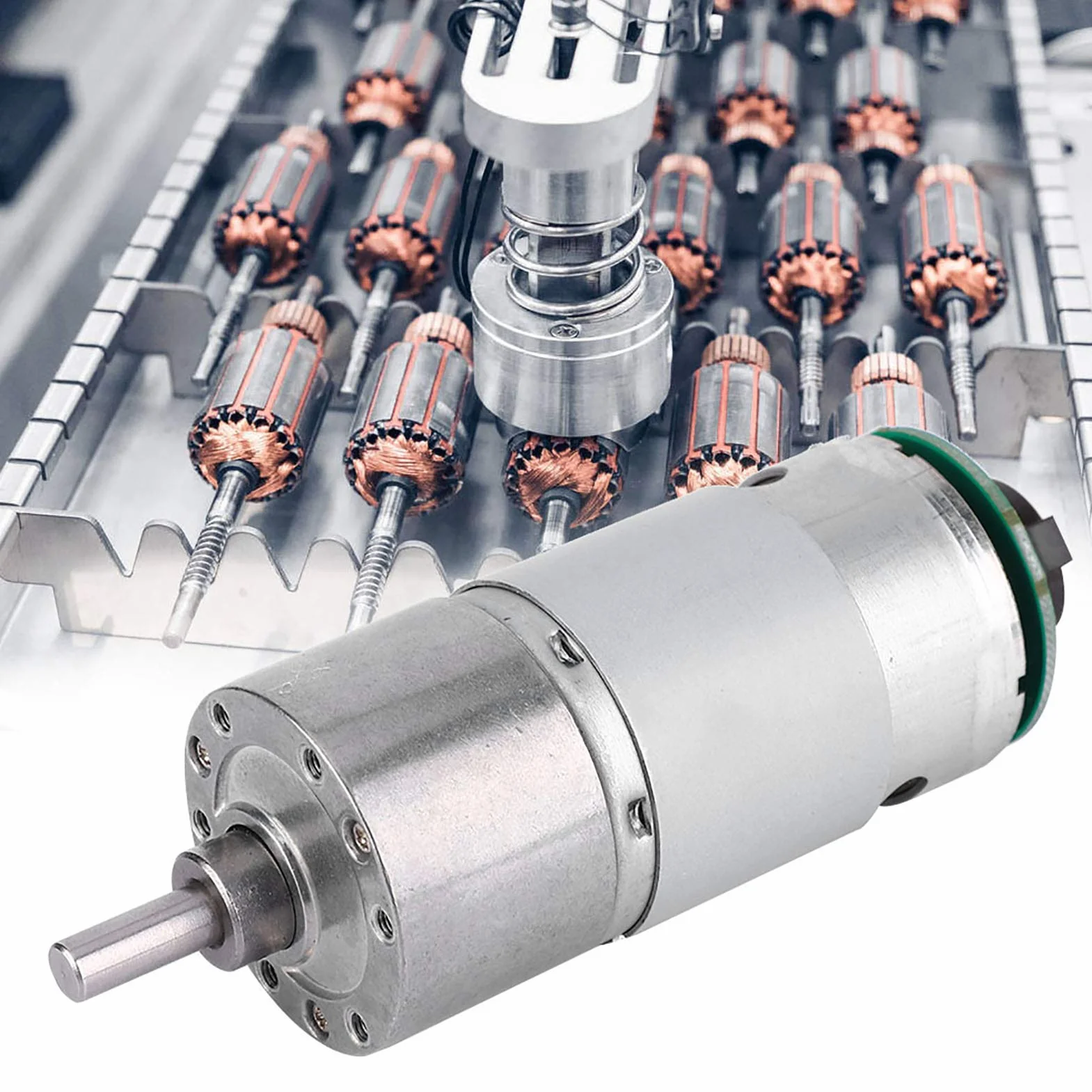Motoreduktor DC 12/24V 37 mm Silnik z Redukcją Prędkości 10-1500 RPM z Enkoderem Mimośrodowy Wał Wyjściowy Silnik Przekładniowy
