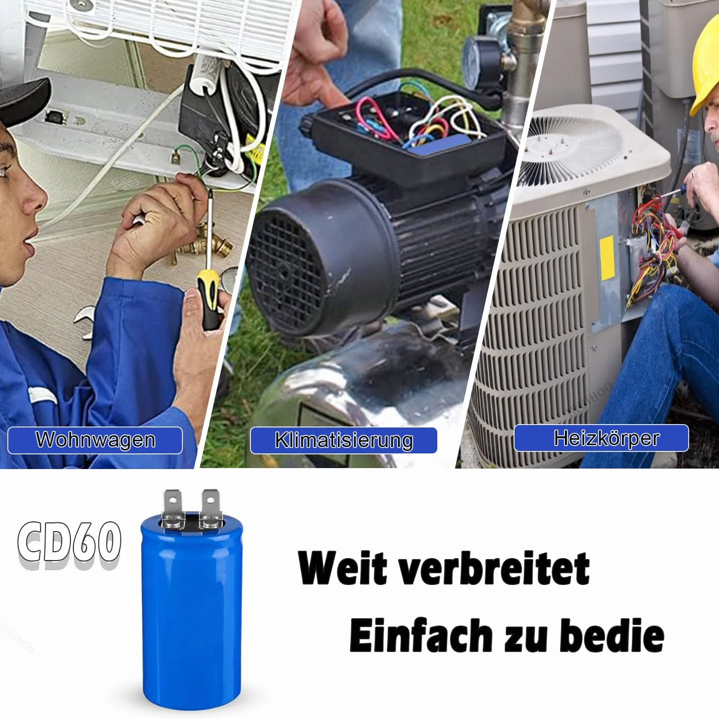 Iruihoo CD60 kondensator silnikowy 150µF 450 V 50/60 Hz rozruchowy