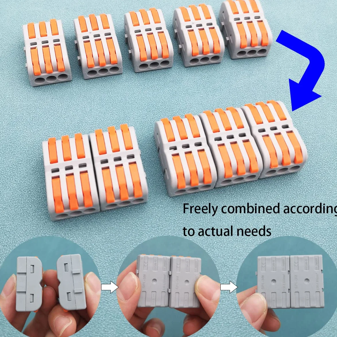 Złącze do nakrętek dźwigniowych, CESFONJER SPL-3M Blok złączy przewodów, kompaktowe łączenie elektryczne, listwa zaciskowa, zacisk szybkozłączki kablowe (11 sztuk)