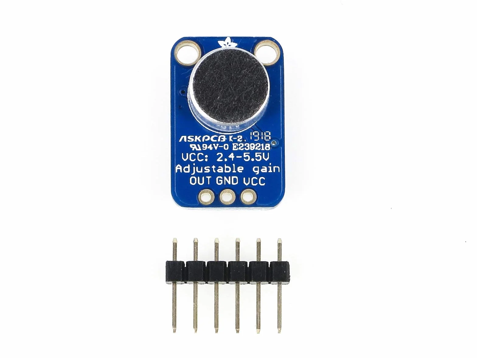 Adafruit 1063 wzmacniacz mikrofonu elektrycznego MAX4466 z regulowanym wzmocnieniem