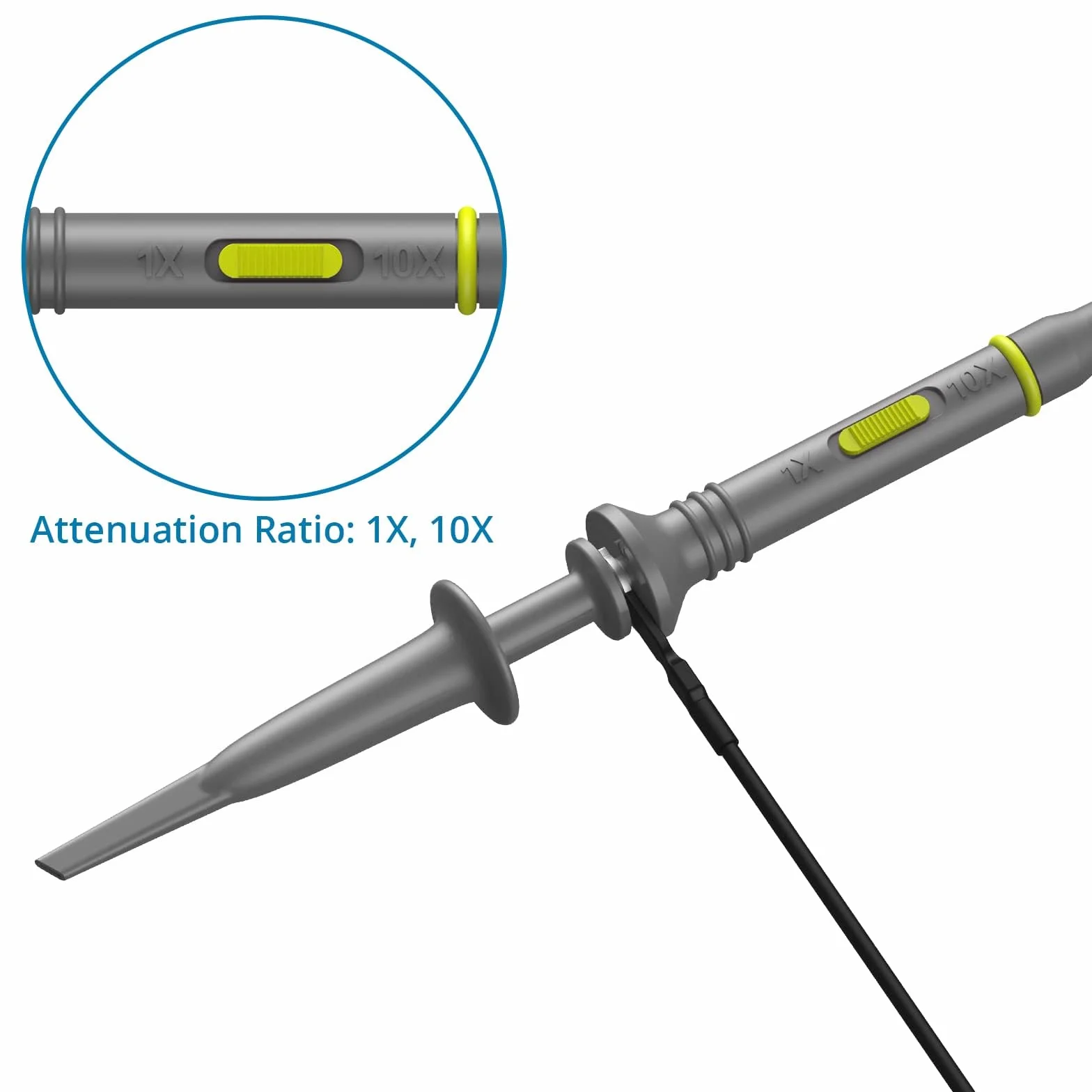 AUTOUTLET 2 zestawy P6100 sondy oscyloskopowe 100MHz z zaciskowanymi sondami BNC do Minigrabber zestaw przewodów testowych 10:1 i 1:1 przełączalna szerokość pasma