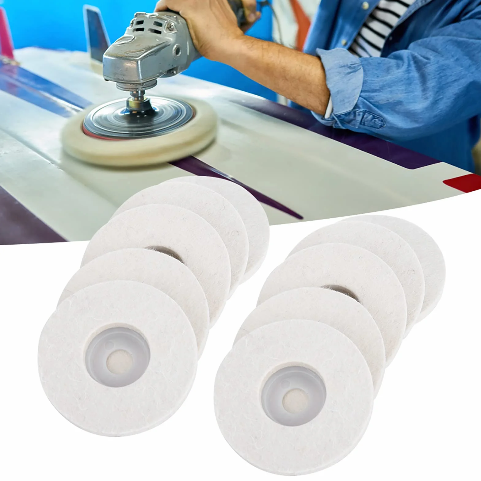10 sztuk Wool Felt polerskie tarcze polerskie, szlifierki kątowe, tarcze polerskie, tarcze polerskie do wełny, zestaw do polerowania, do biżuterii metalowej, młynka cylindrycznego (cienka wełna)
