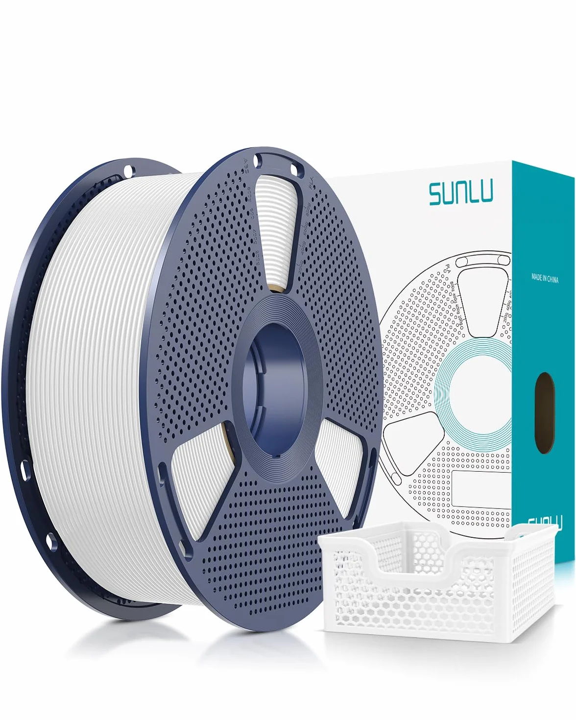 SUNLU PLA Plus 2.0 Fast 3D Printer Filament 1.75 mm, Upgrade PLA+ Filament for Quick Printing (50-600 mm/s), Higher Toughness & Layer Adhesion, ±0.02 mm Precision, 1 kg Spool (White)