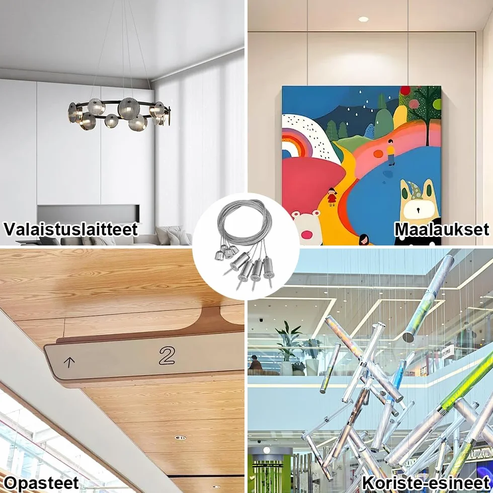 8 sztuk 1 m × 1,5 mm regulowane zawieszenie linowe, zestaw do zabudowy, stal nierdzewna, do sufitu, na sztyfcie, linka stalowa, zawieszenie lampy, hak montażowy, lampa wisząca, uchwyt do panelu LED