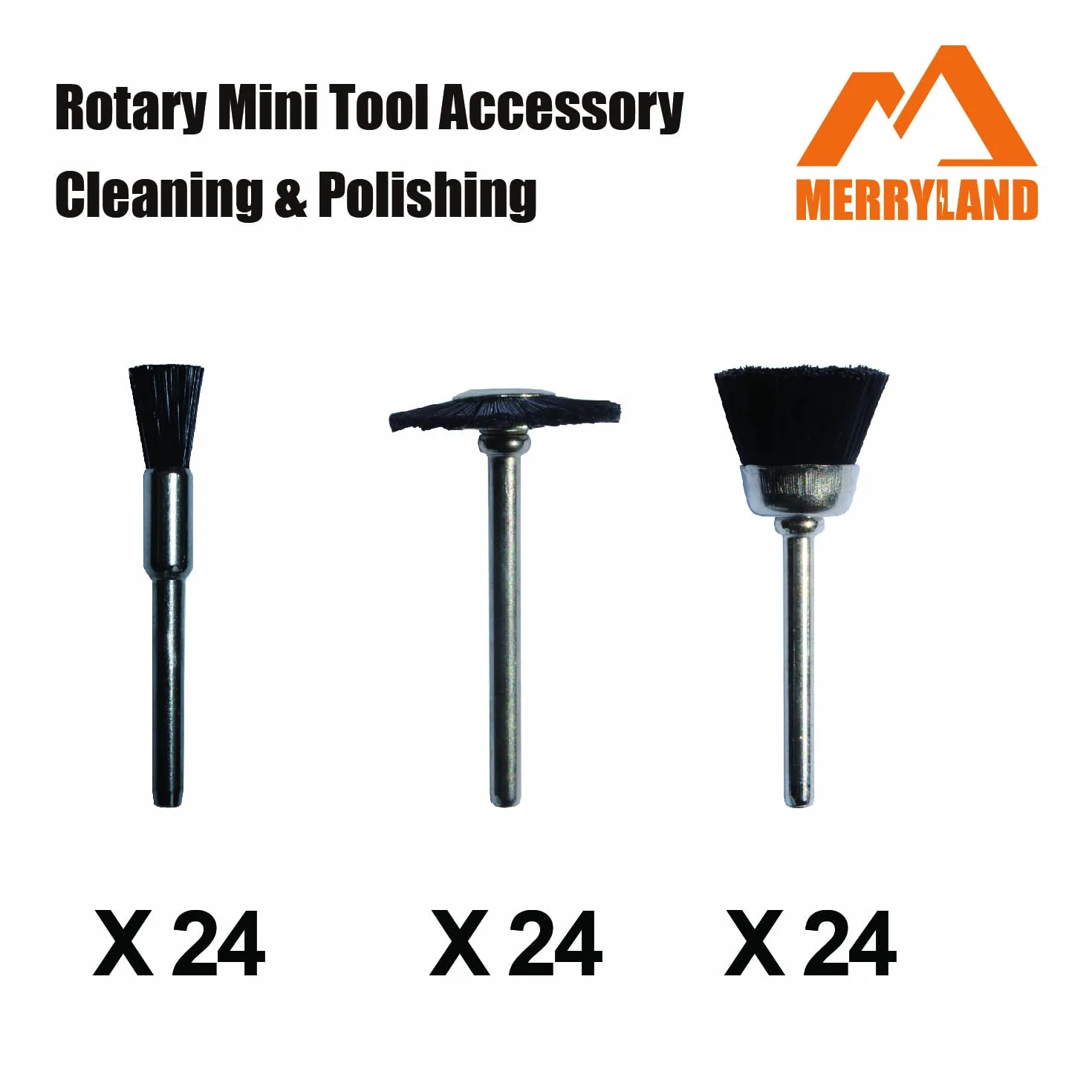 Merryland Szczotka Szczecinowa Mini Nylon Do Dremel 72szt, Końcowa Tarczowa Kubków 24szt Dla Każdego, Polerowania Ścierna Akcesoria Narzędzi, RMTA072C3