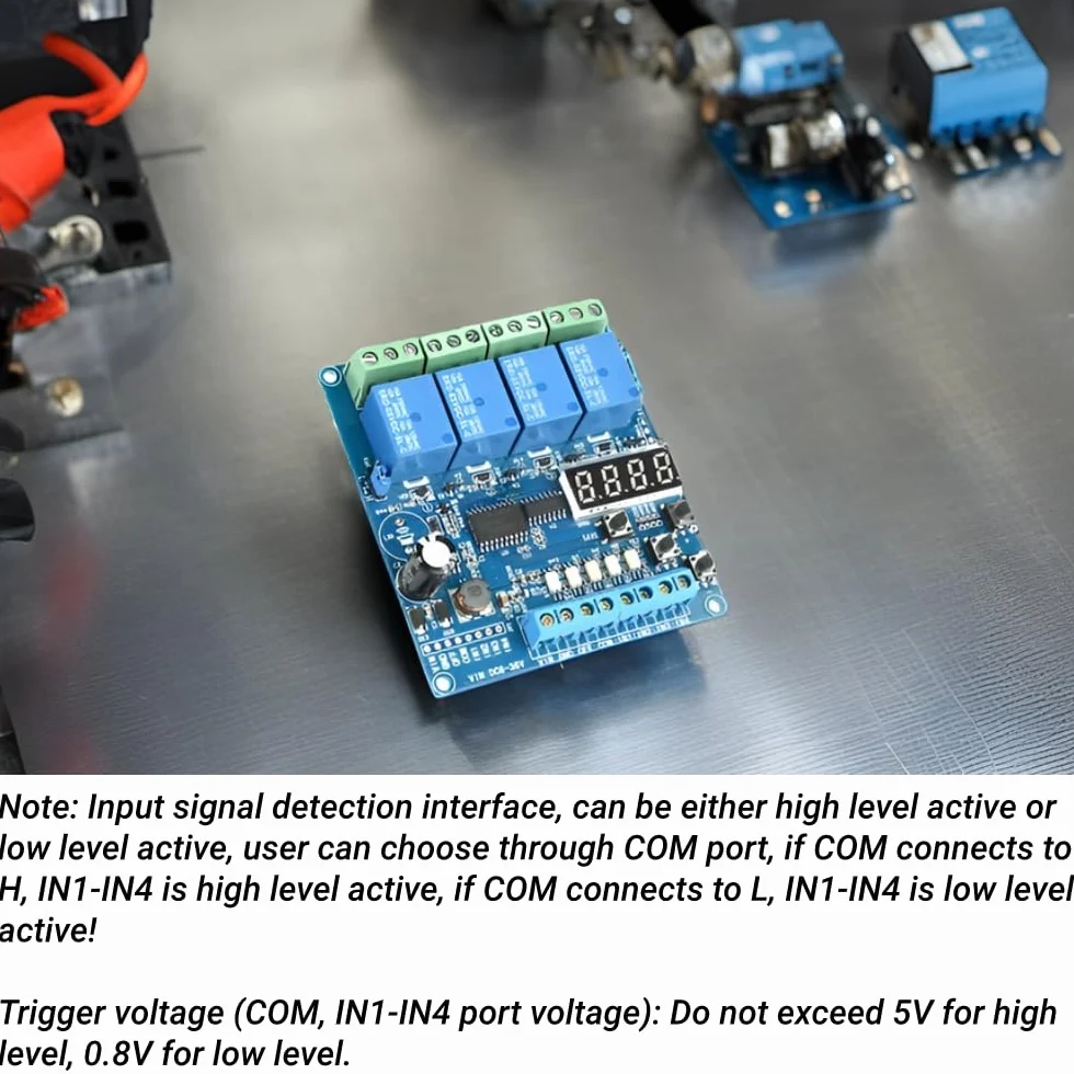 Multifunktions-Zeitrelais-Modul, 8-36V 4-Kanal-Multifunktions-Zeitrelais-Interface-Board-Modul Optokoppler LED