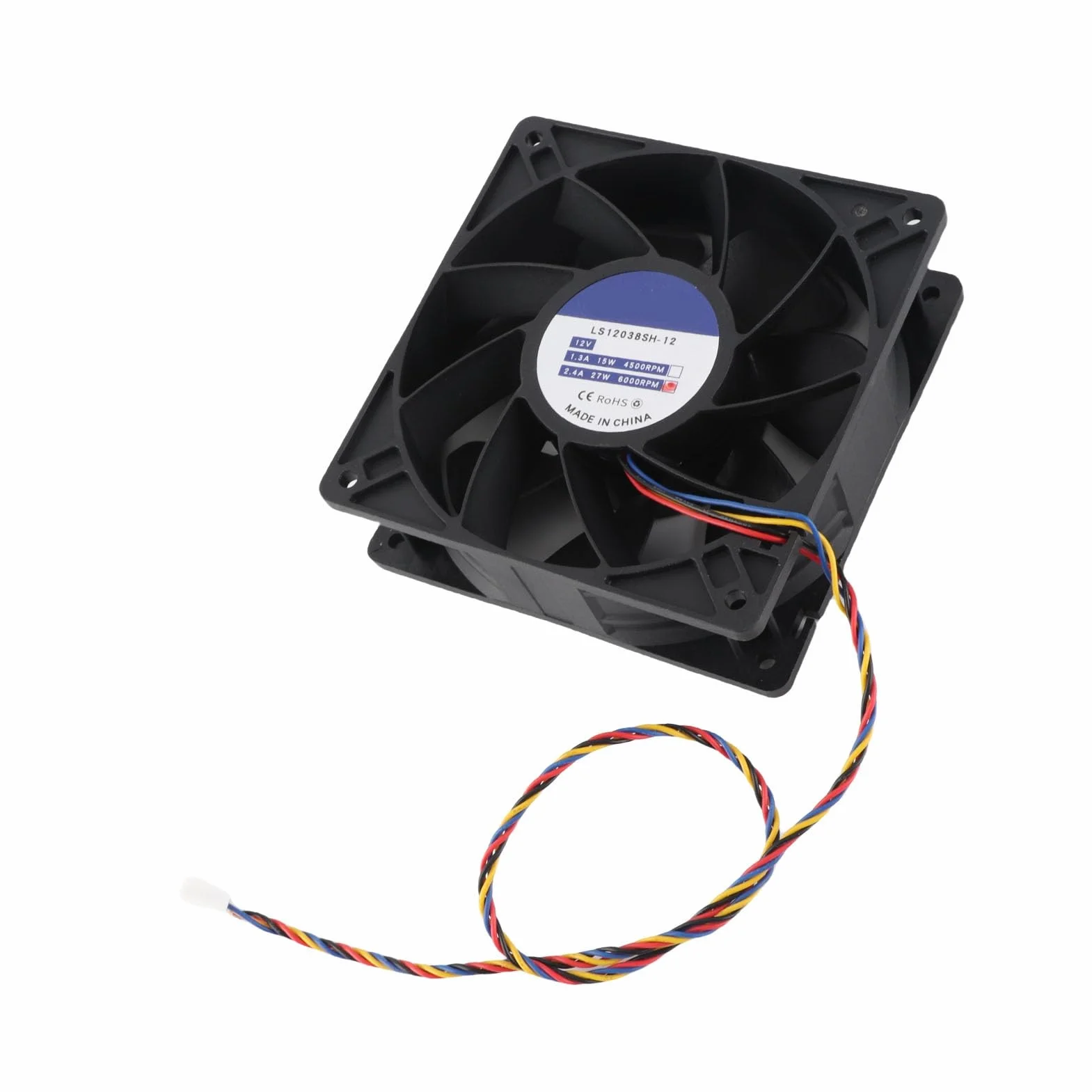 Wentylator Chłodzący 12 Cm, 120 X 120 X 38 Mm 6000 Obr./min 12 V 2,7 A 4-pinowy Bezszczotkowy Wentylator PWM DC w Czarnej Obudowie, Wentylatory Chłodzące do Komputera PC