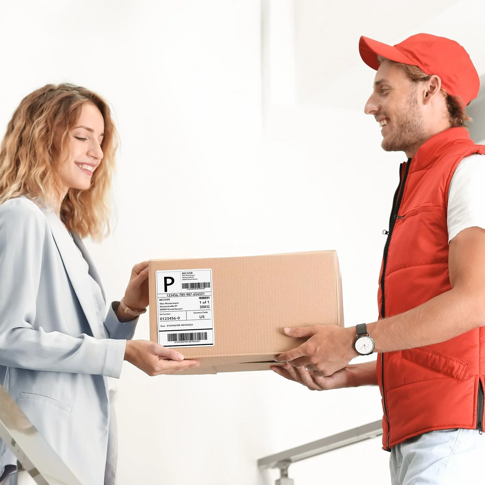 Etykiety termiczne białe 1000 sztuk z perforacją do drukarki termicznej kompatybilne z Amazon Royal Mail