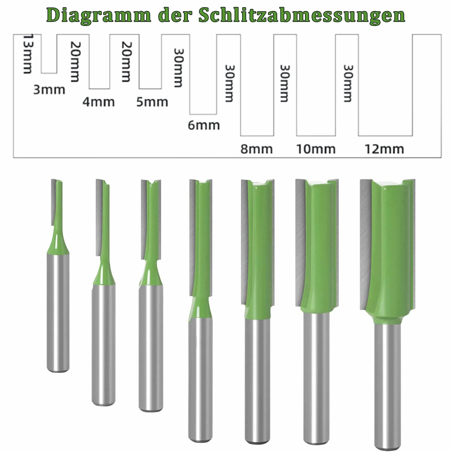7-częściowy zestaw frezów do frezarki górnowrzecionowej, 6 mm, frez do rowków ze stopu metali do drewna, cięcia, frezowania rowków, "zrób to sam"