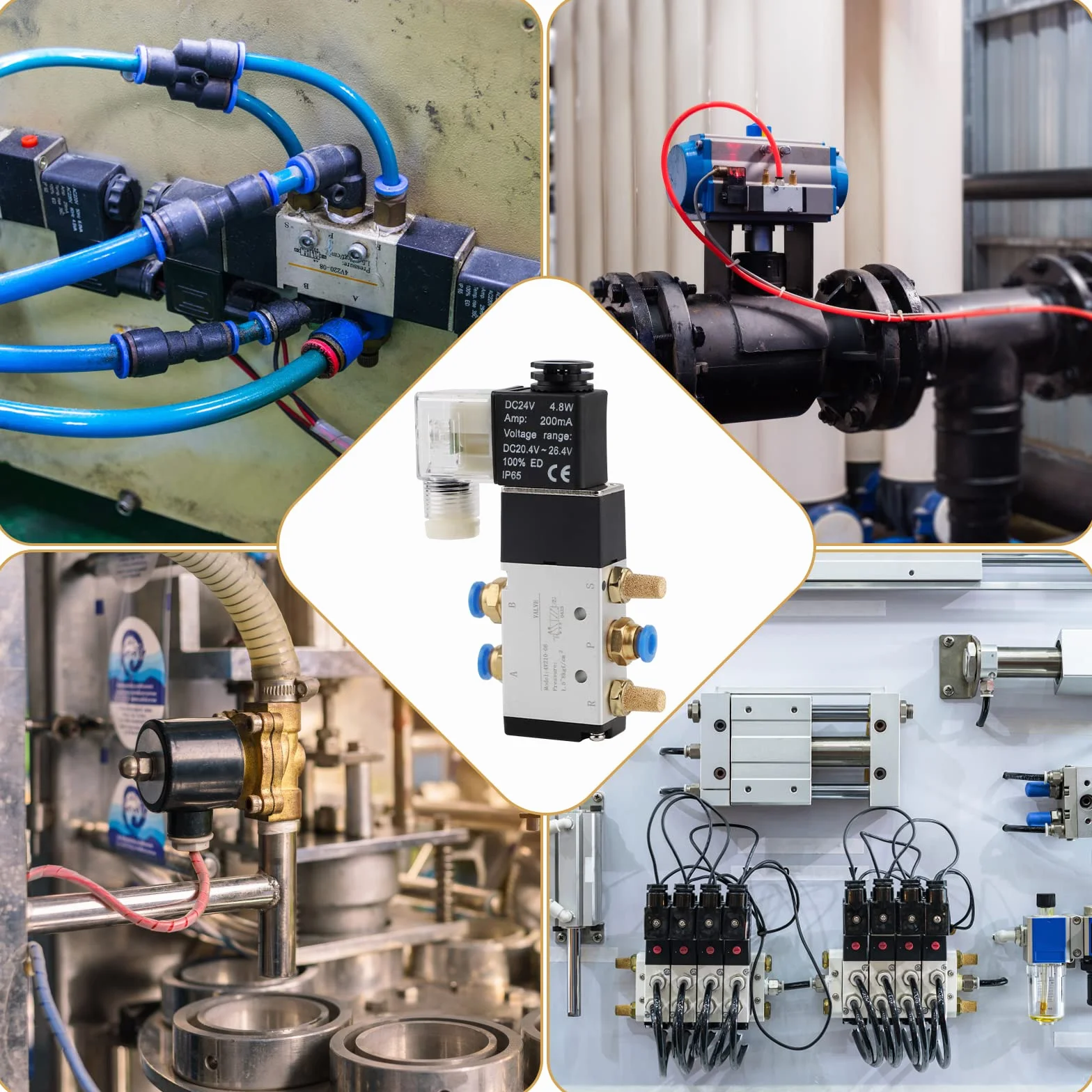EXLECO Pneumatyczny zawór elektromagnetyczny 24 V DC 1/4" 5/2 aluminium