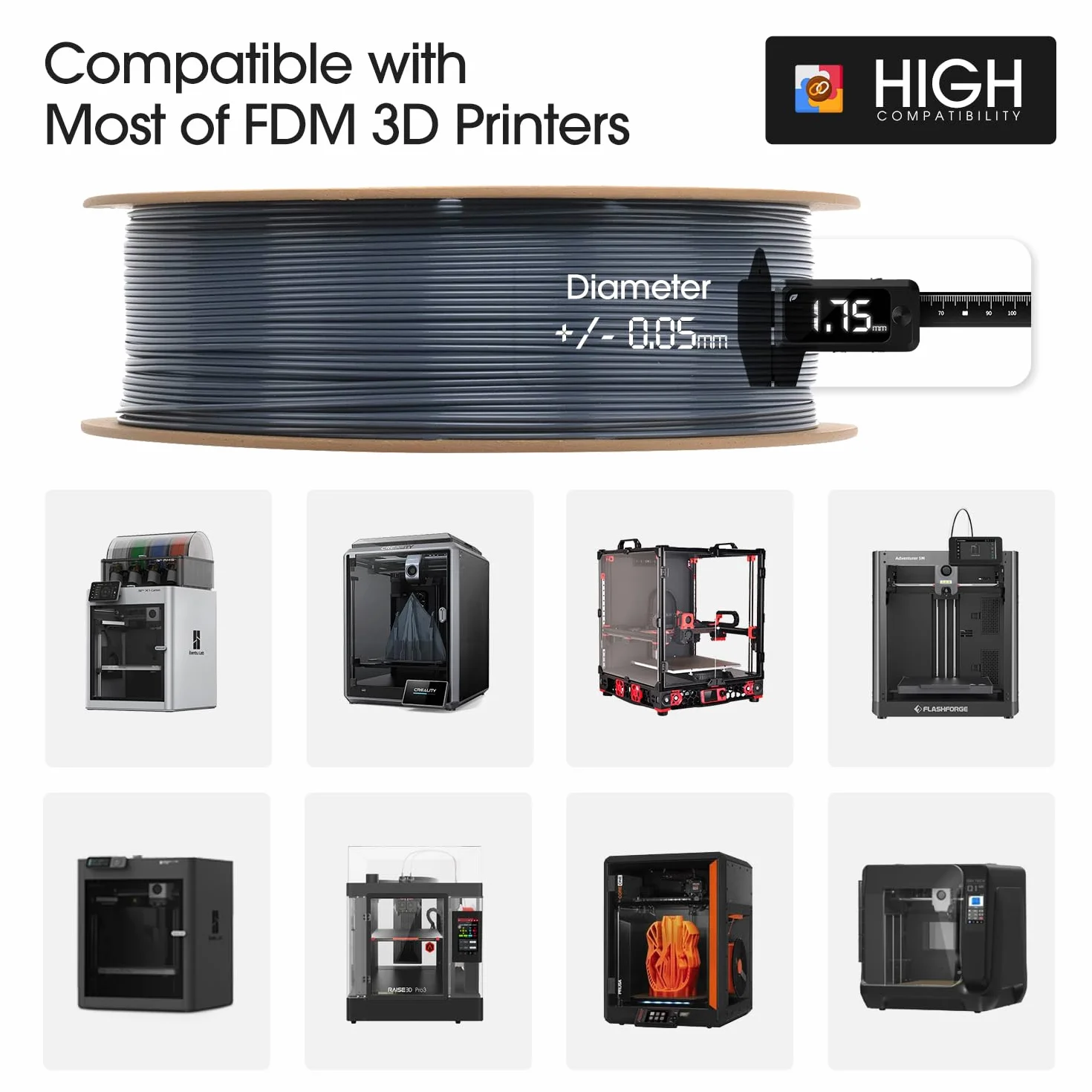 eSUN ASA+ Filament 1,75 mm 1 kg Szary do drukarek 3D odporny na warunki atmosferyczne