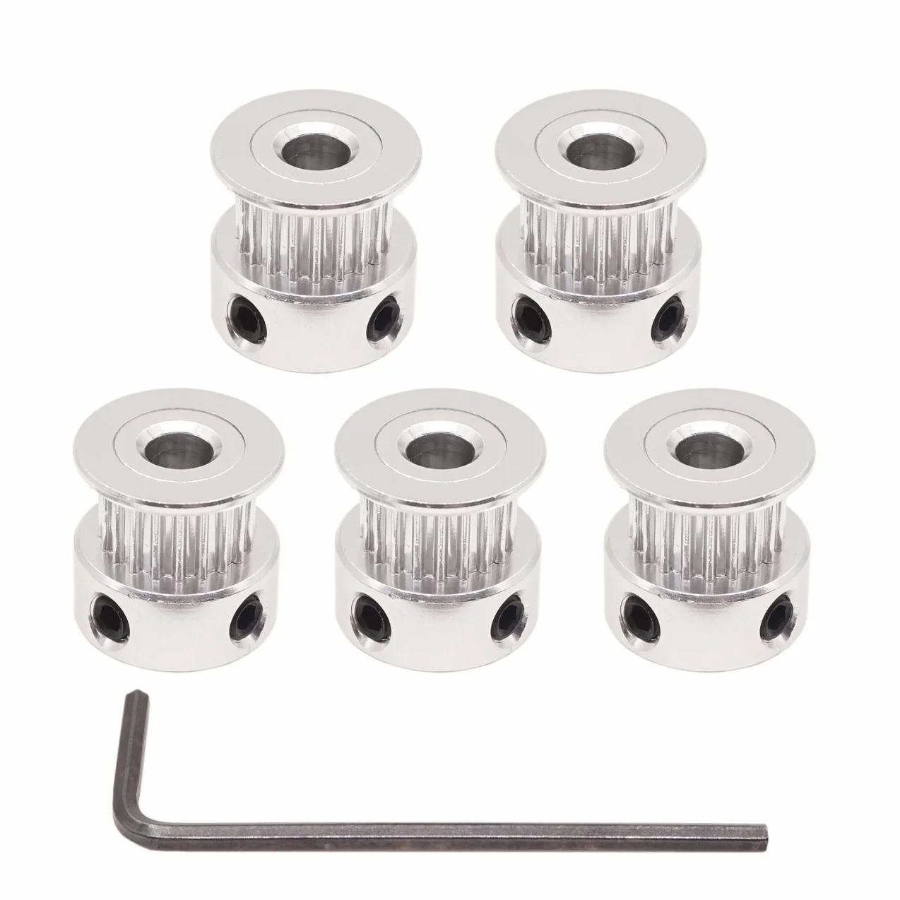 Winsinn GT2 Riemenscheibe, 20 Zähne, 5 mm Bohrung, 6 mm Breite, 20 Zähne, Zahnriemenscheibe aus Aluminium für 3D-Drucker (5 Stück)