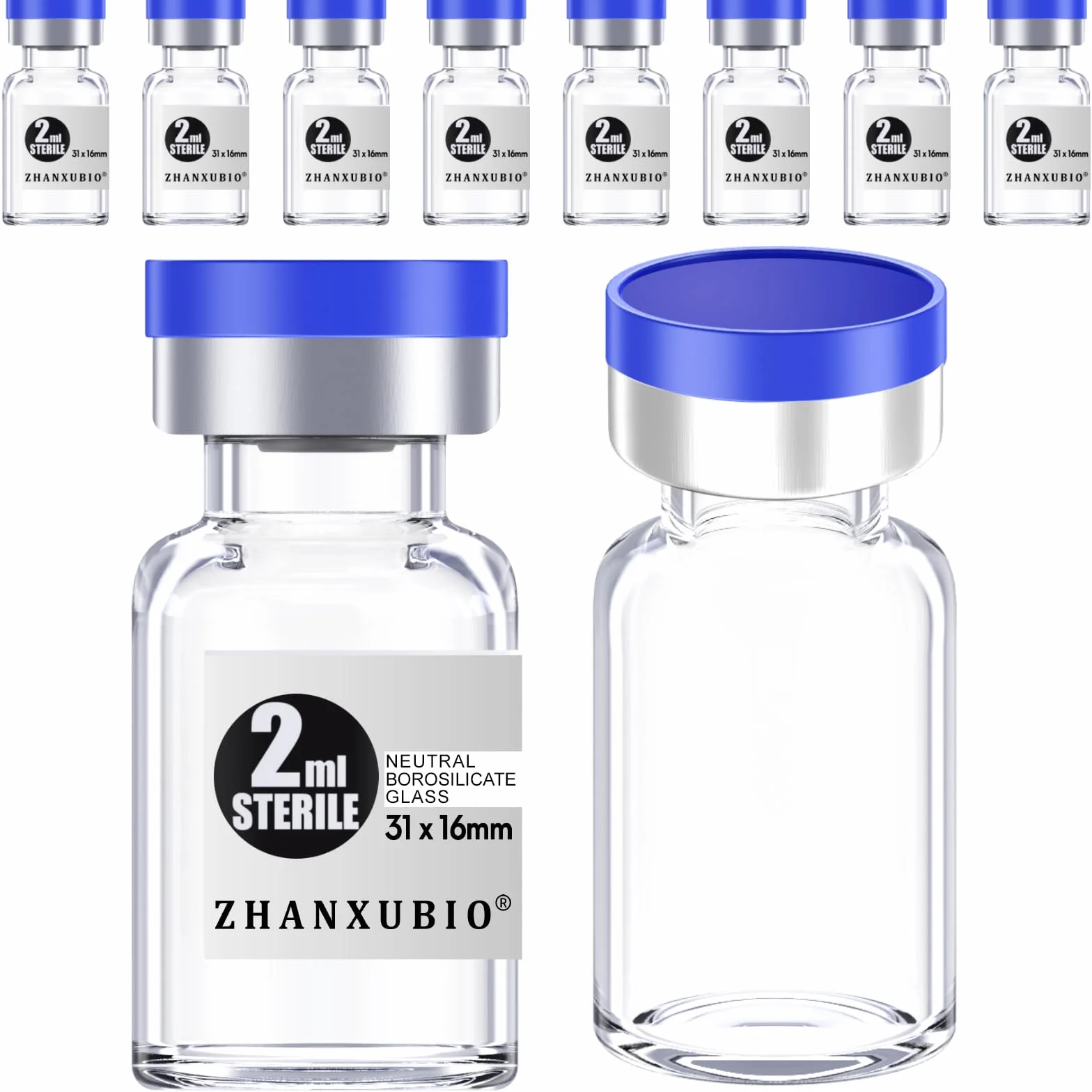 Sterylne puste fiolki z samoregenerującym się portem wtryskowym i aluminiową plastikową nasadką, sterylne opakowanie (2 ml przezroczysty 10 szt.)