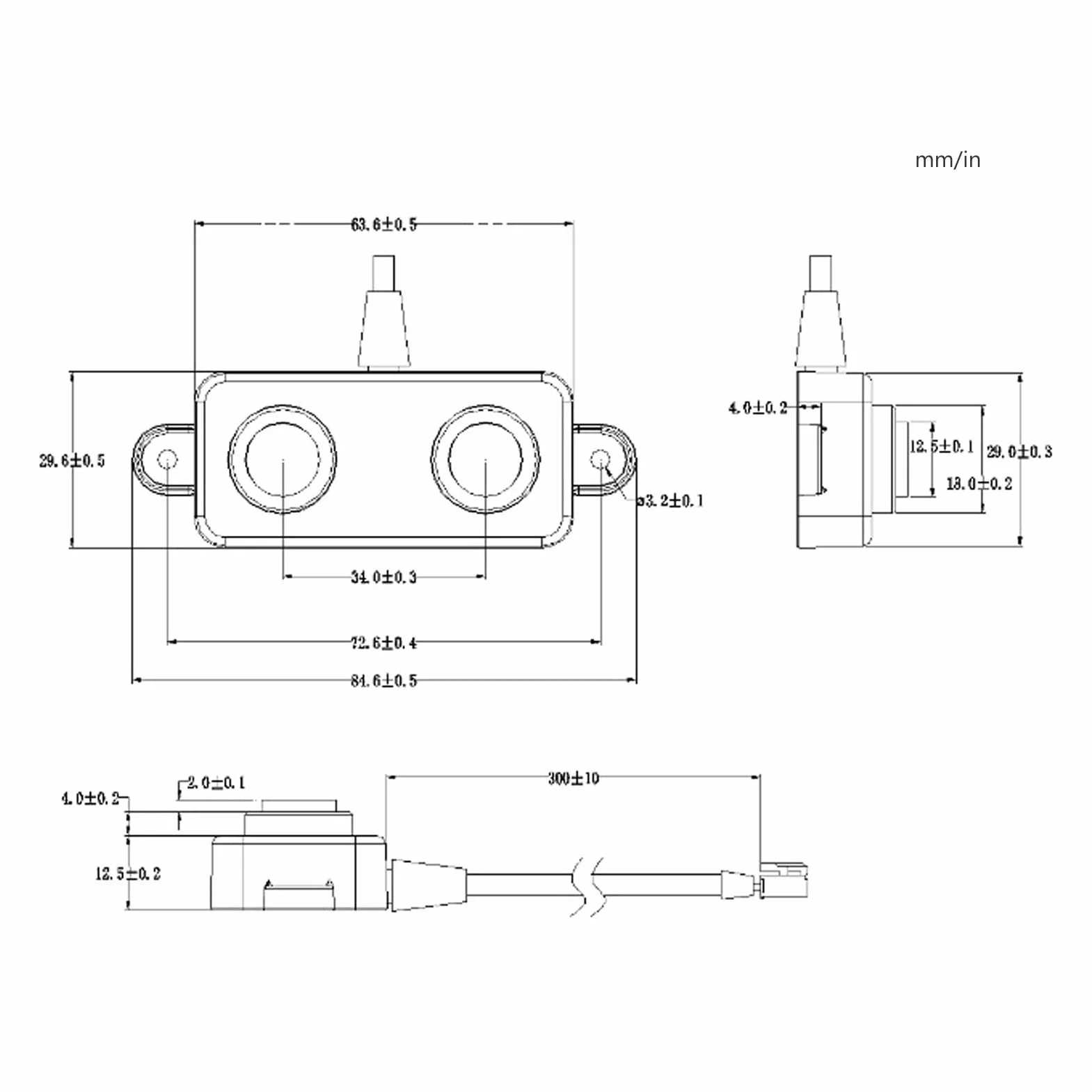Czujnik odległości ultradźwiękowy 3-450 cm DC 3.3-5V wodoodporny UART dla robotów