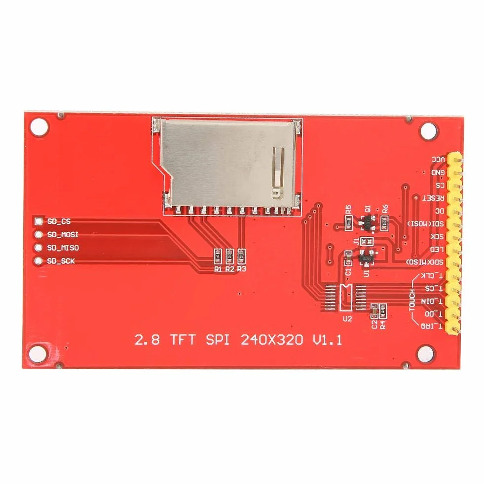 Moduł wyświetlacza LCD, wyświetlacz TFT LCD 7,1 cm Ili9341 Moduł 240 x 320 5 V / 3,3 V SPI Moduł wyświetlacza TFT LCD z klatką na kartę SD, moduł wyświetlacza LCD z płytką drukowaną