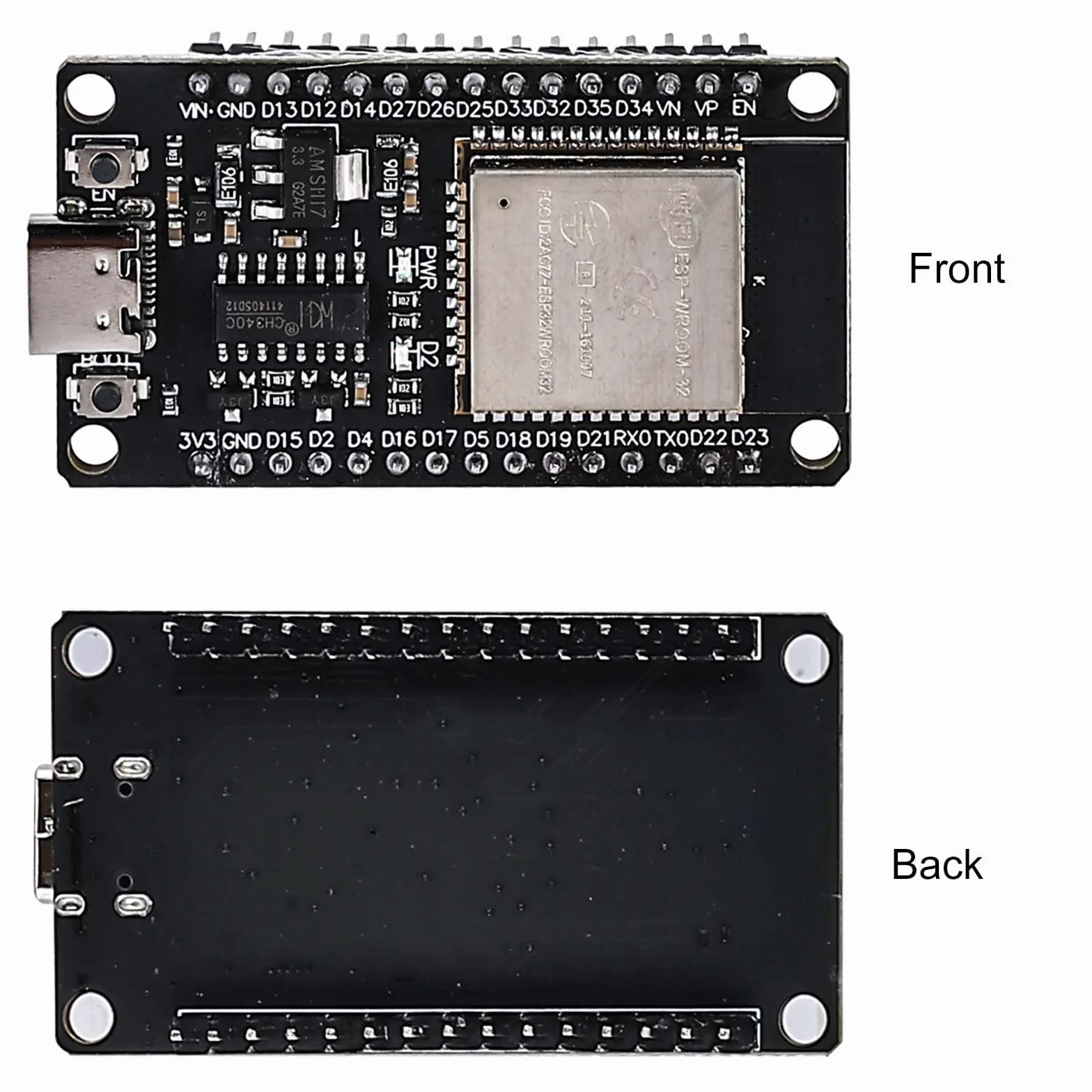 4 sztuki płyty rozwojowej ESP32 moduł NodeMCU, płyta rozwojowa ESP-32S 2,4 GHz Dual Core WLAN WiFi Bluetooth 2-w-1 mikrokontroler, płyta rozwojowa ESP32 USB C NodeMCU, chip CH340C