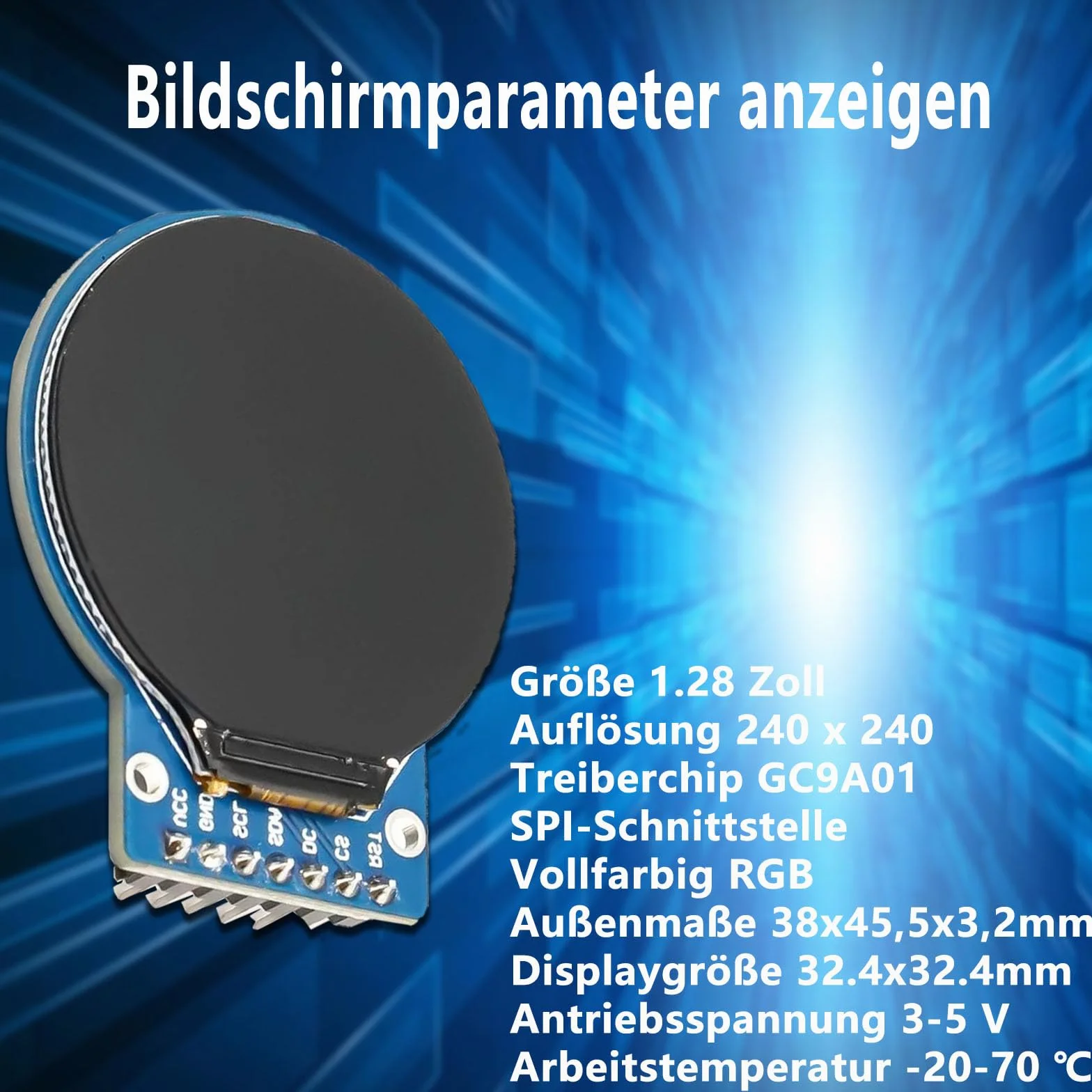 2 sztuki GC9A01 1,28 cala okrągły ekran TFT do Arduino RGB IPS HD 240 x 240 interfejs SPI wyświetlacz LCD moduł do urządzeń wyświetlających, monitorowania w czasie rzeczywistym i wyświetlania