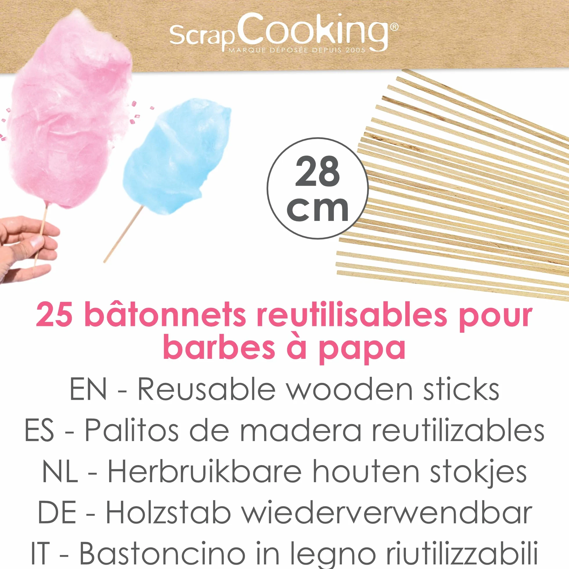 Pałeczki do waty cukrowej, 25 sztuk