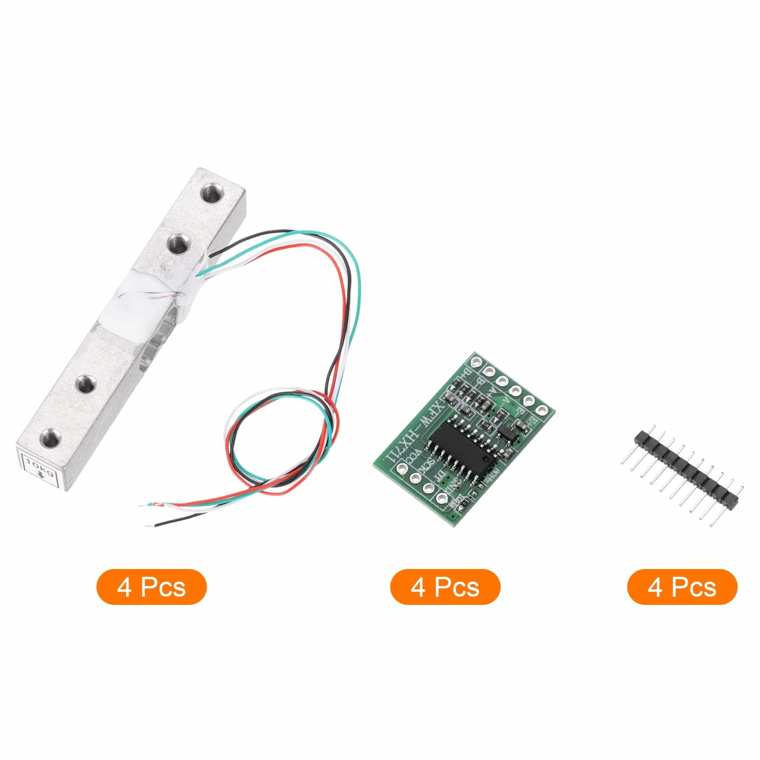 QUARKZMAN Cyfrowy czujnik wagi 4 zestaw 10 kg + moduł Hx711 24-bitowa dokładność A/D