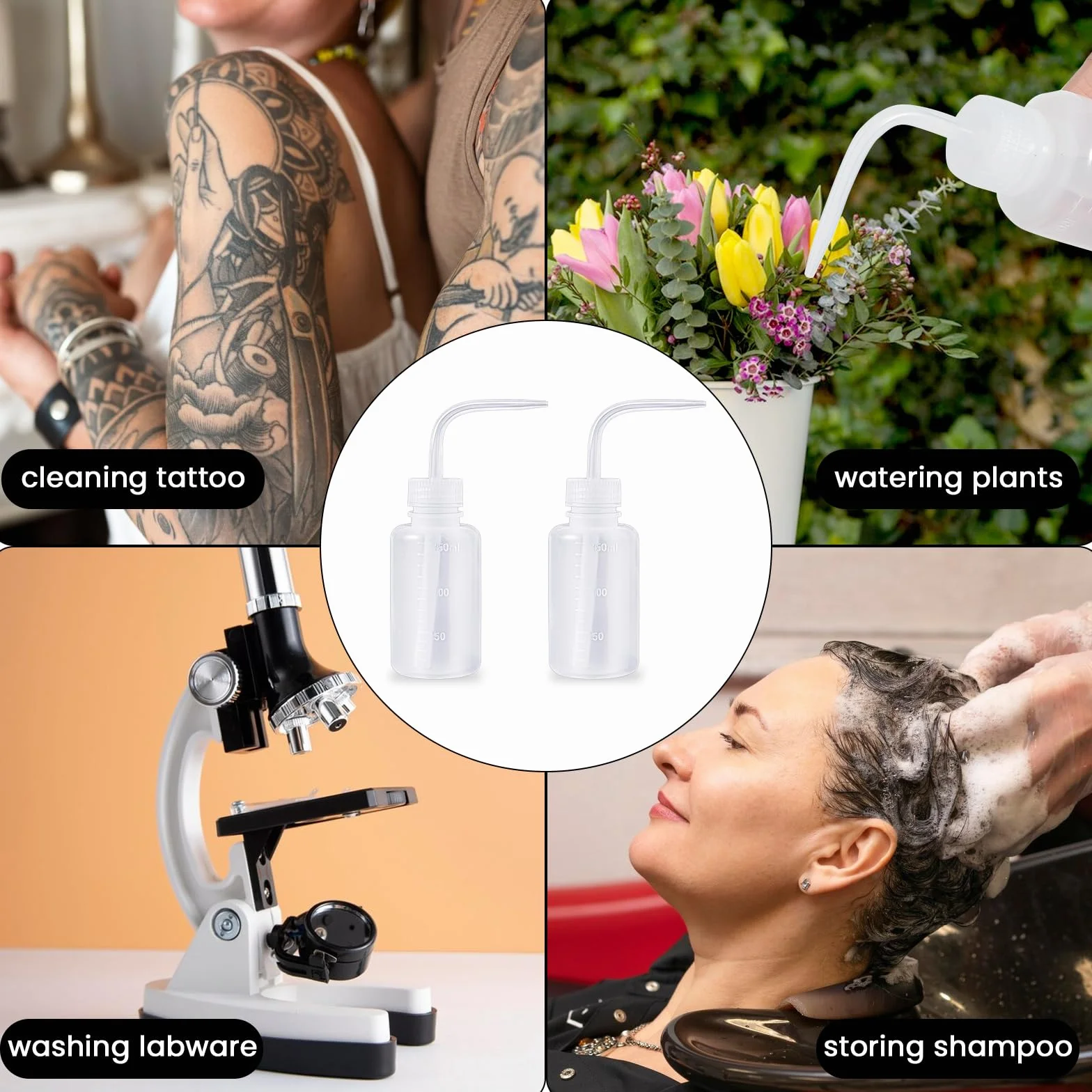 Qianyu 2 butelki z rozpylaczem, 150 ml, butelka laboratoryjna, butelka do mycia z tworzywa sztucznego, bezpieczna butelka natryskowa, narzędzia do nawadniania, do czyszczenia laboratoryjnego