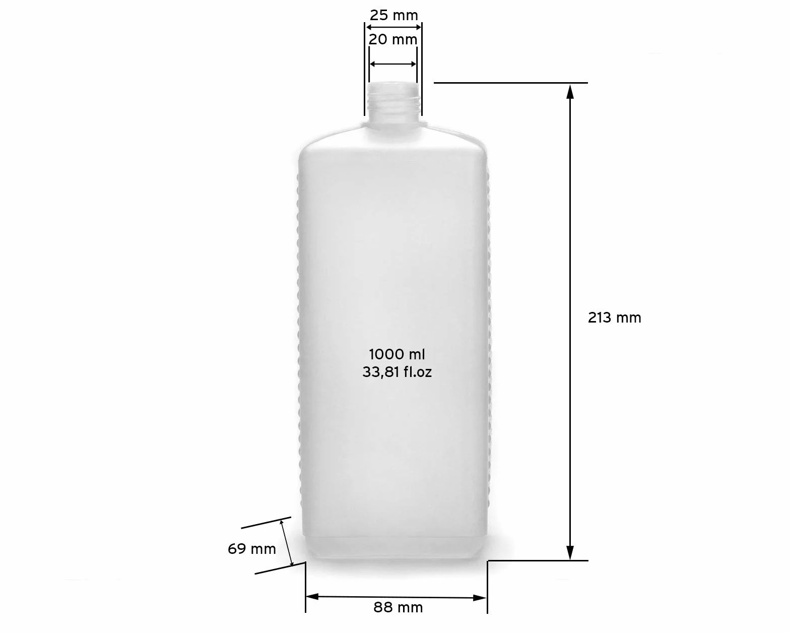 Octopus 5 plastikowych butelek o pojemności 1000 ml prostokątne z HDPE z kolorowymi nakrętkami