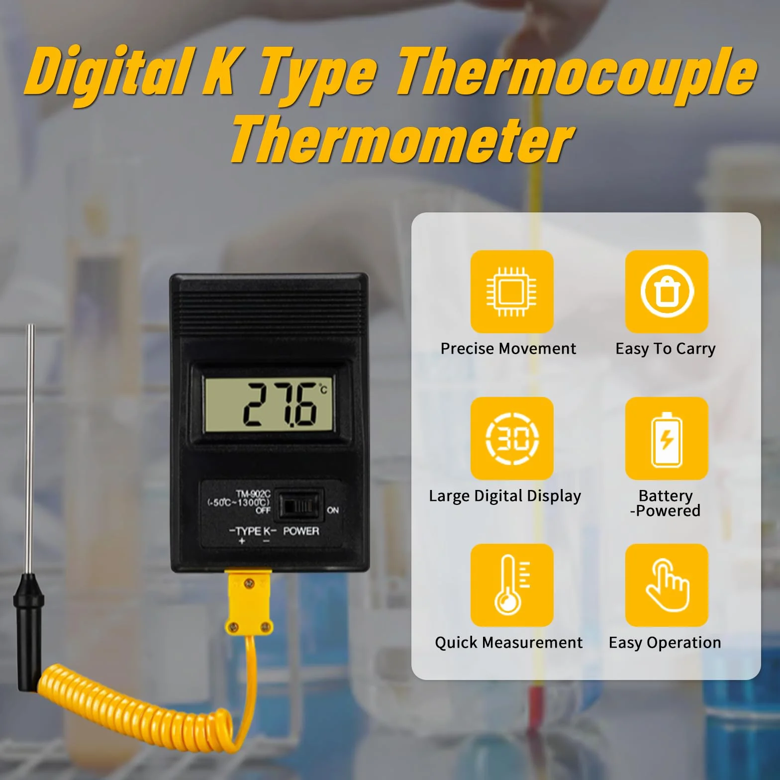 Termometr cyfrowy TM902C -50~+300°C czujnik LCD sonda temperatury przemysłowa
