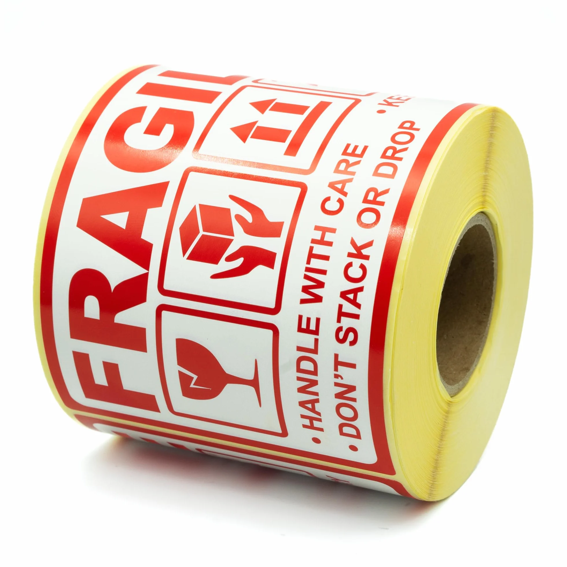 MD Labels Etykiety ostrzegawcze na rolce 90 x 150 mm Fragile- handle with care – keep dry – don't stack or drop- this way up - samoprzylepne etykiety wysyłkowe (300)