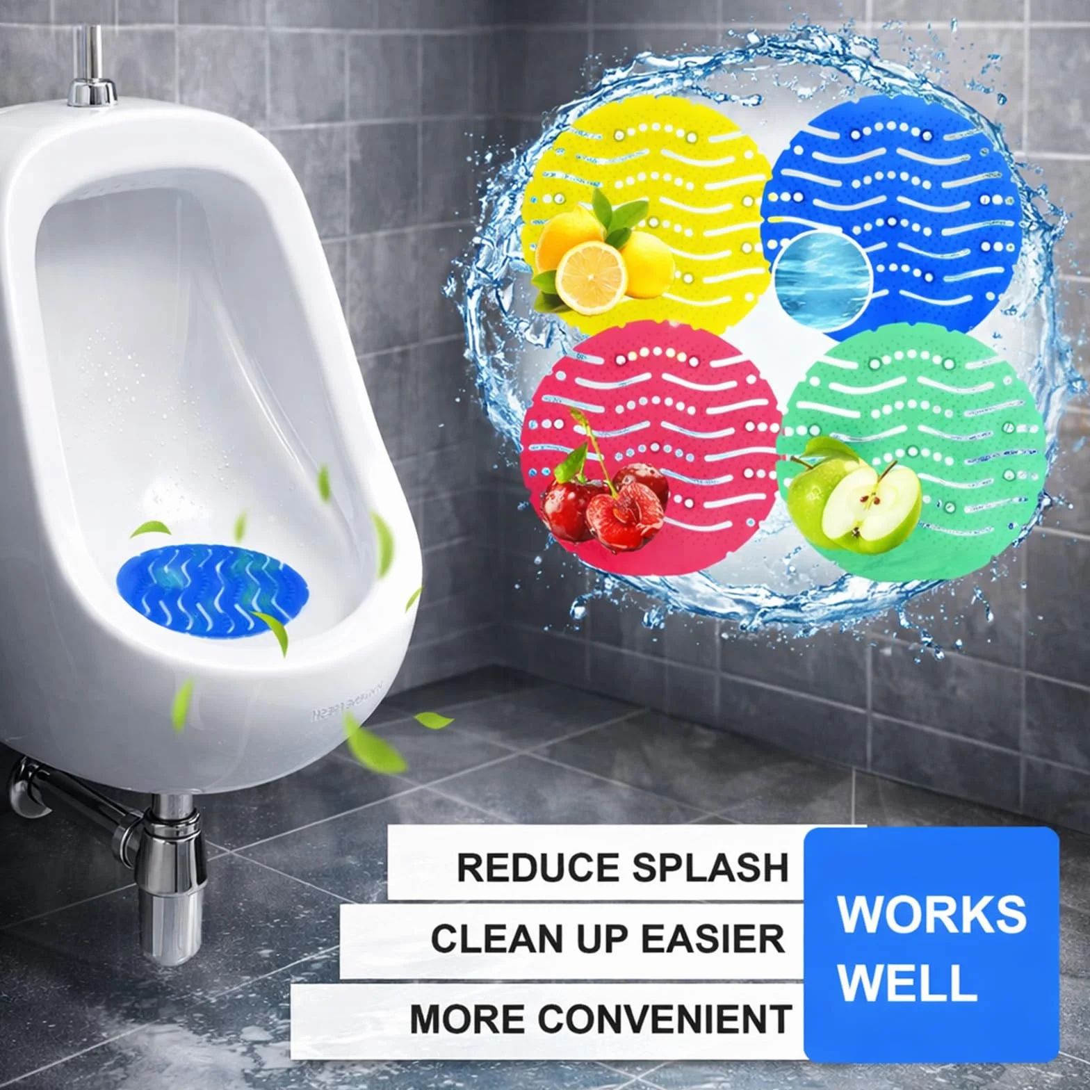 Sitko do pisuaru z zapachem – 16 sztuk uniwersalnych sitek do pisuaru przed pryskaniem – ochrona przed zapachami i odświeżaczem powietrza do pisuaru i WC – świeżość do 30 dni – idealne do łazienki