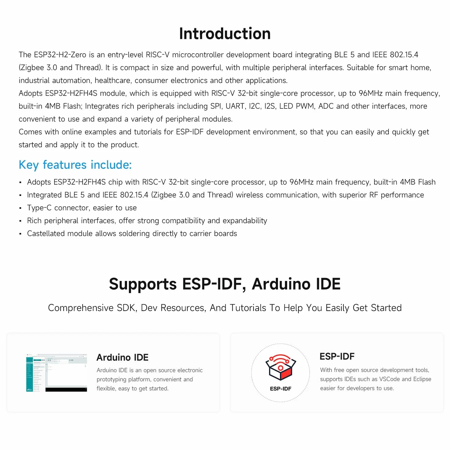 Waveshare ESP32-H2 Mini Development Board with ESP32-H2FH4S, 96MHz Processor, 4MB Flash, Support BLE/Zigbee/Thread Wireless Communication