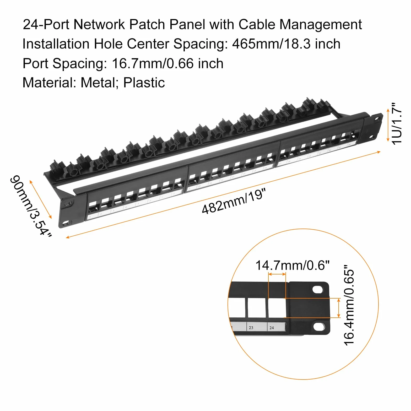 QUARKZMAN 1U Blank Key Stone Sieć 24-portowa patchPanel krosowy 19 cali Rack & montowany na ścianie Patch Bay z zarządzaniem kablami do serwerów sieci, usługi wielu terminali zarządzanie kablami