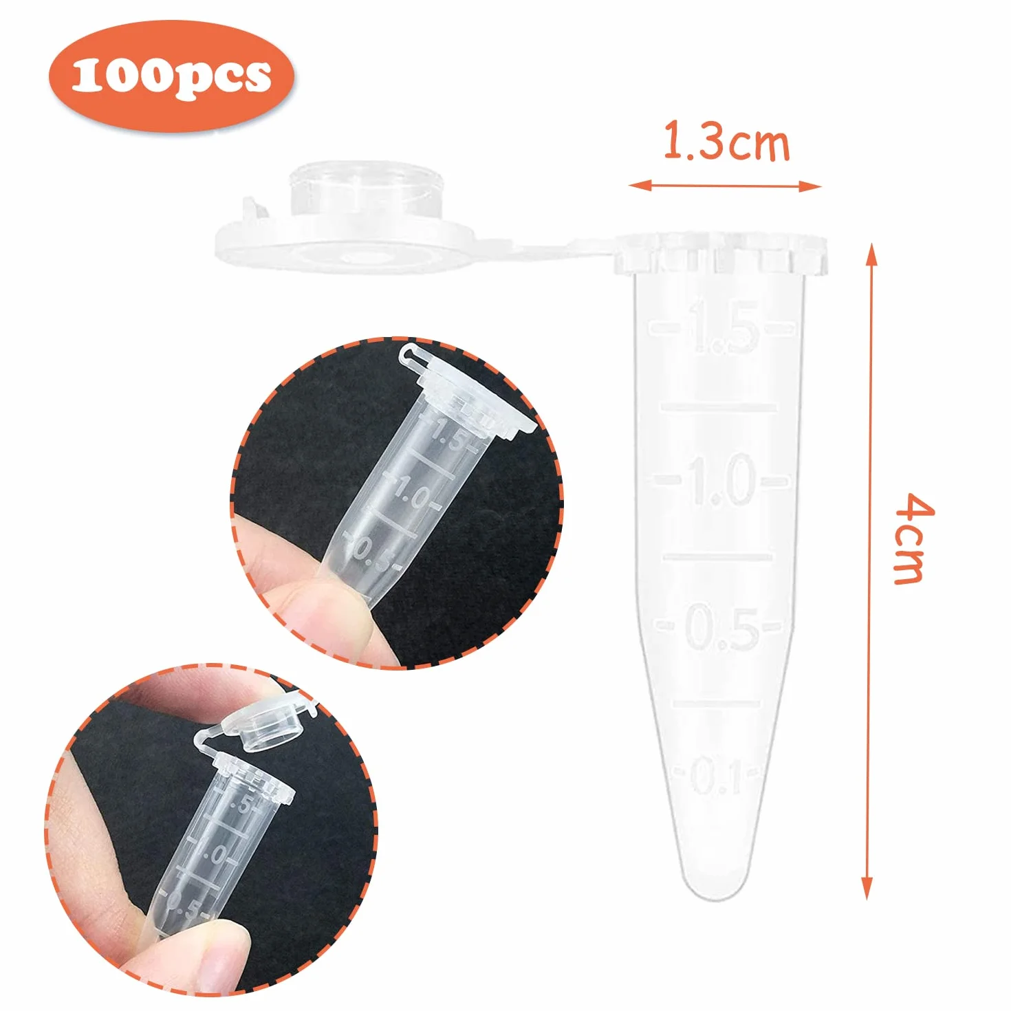 Probówki wirówkowe 1,5 ml, mikro plastikowe tuby, mikroprobówki do prób, stożkowe