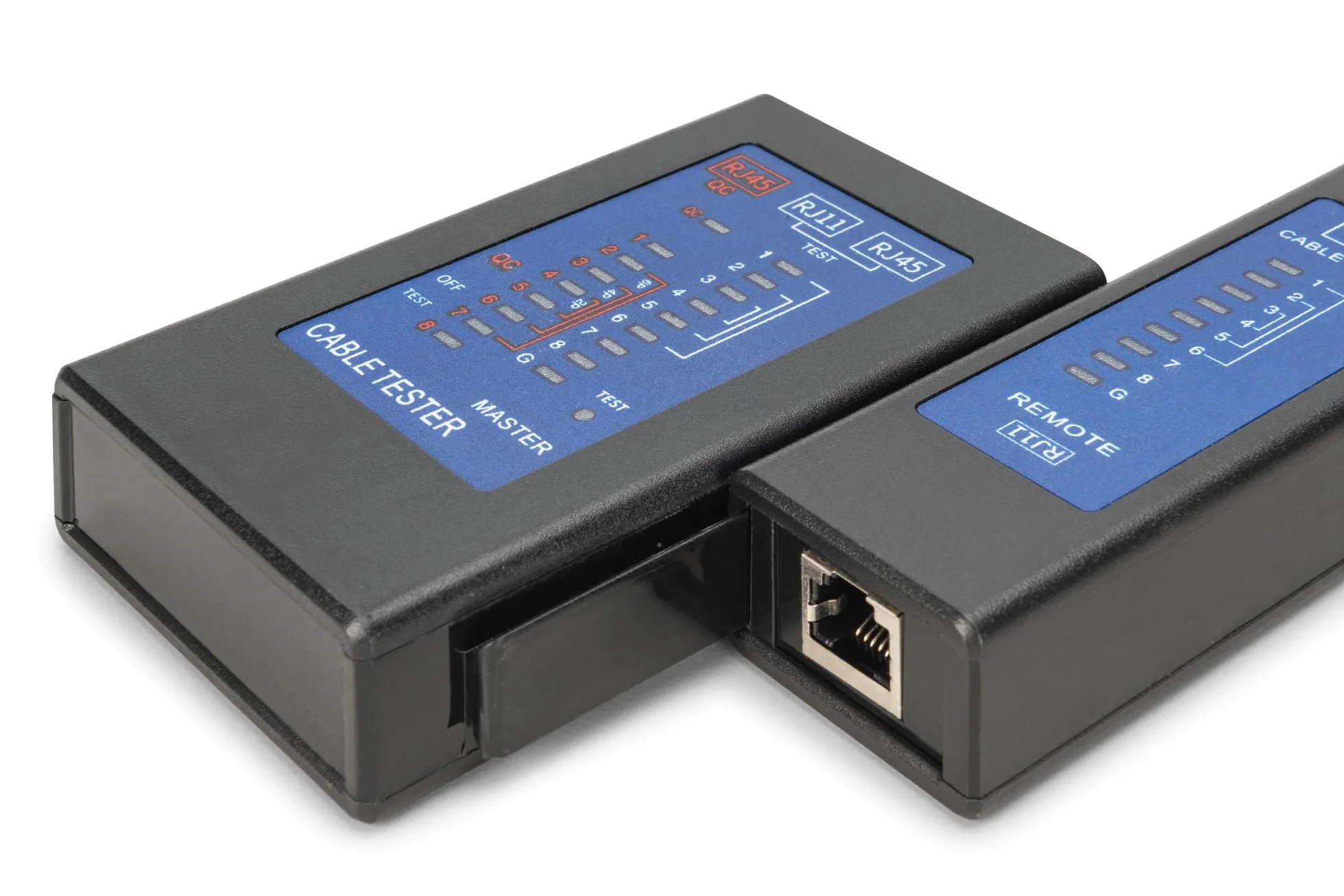 DIGITUS tester kabli sieciowych RJ45 RJ11 PoE CAT 5 CAT 5e CAT 6 CAT 6A czarny