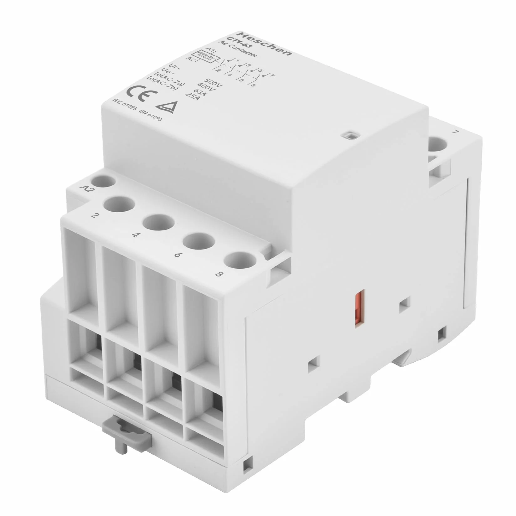 Heschen Stycznik prądu przemiennego do użytku domowego, CT1-63, 4-biegunowy, cztery normalnie otwarte, AC 220 V/240 V, napięcie cewki 35 mm do montażu na szynie DIN