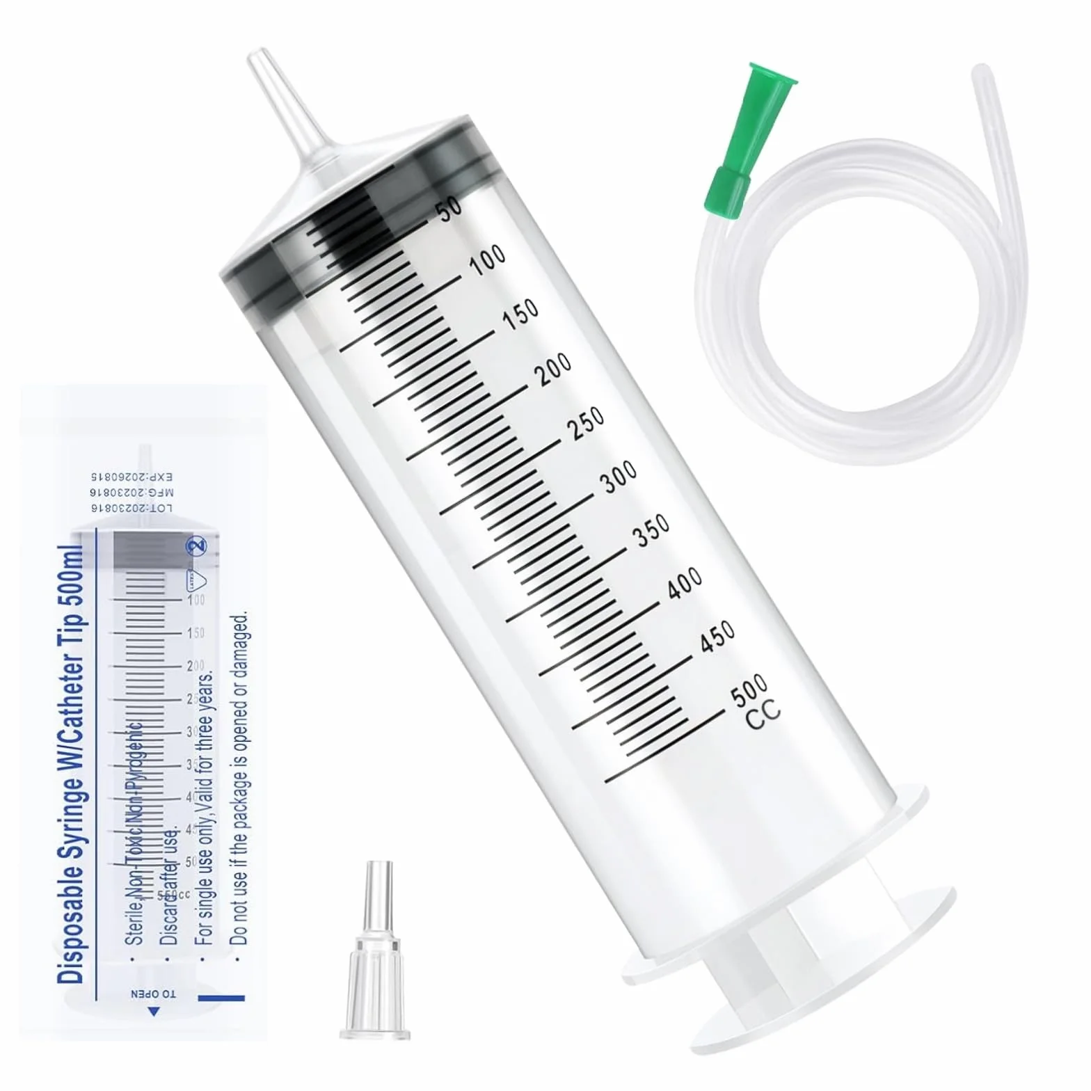 500 ml Duża strzykawka z wężem, wielokrotnego użytku strzykawka do podawania płynnego pokarmu zwierzętom, nawadniania roślin, pomiarów laboratoryjnych, dozowania