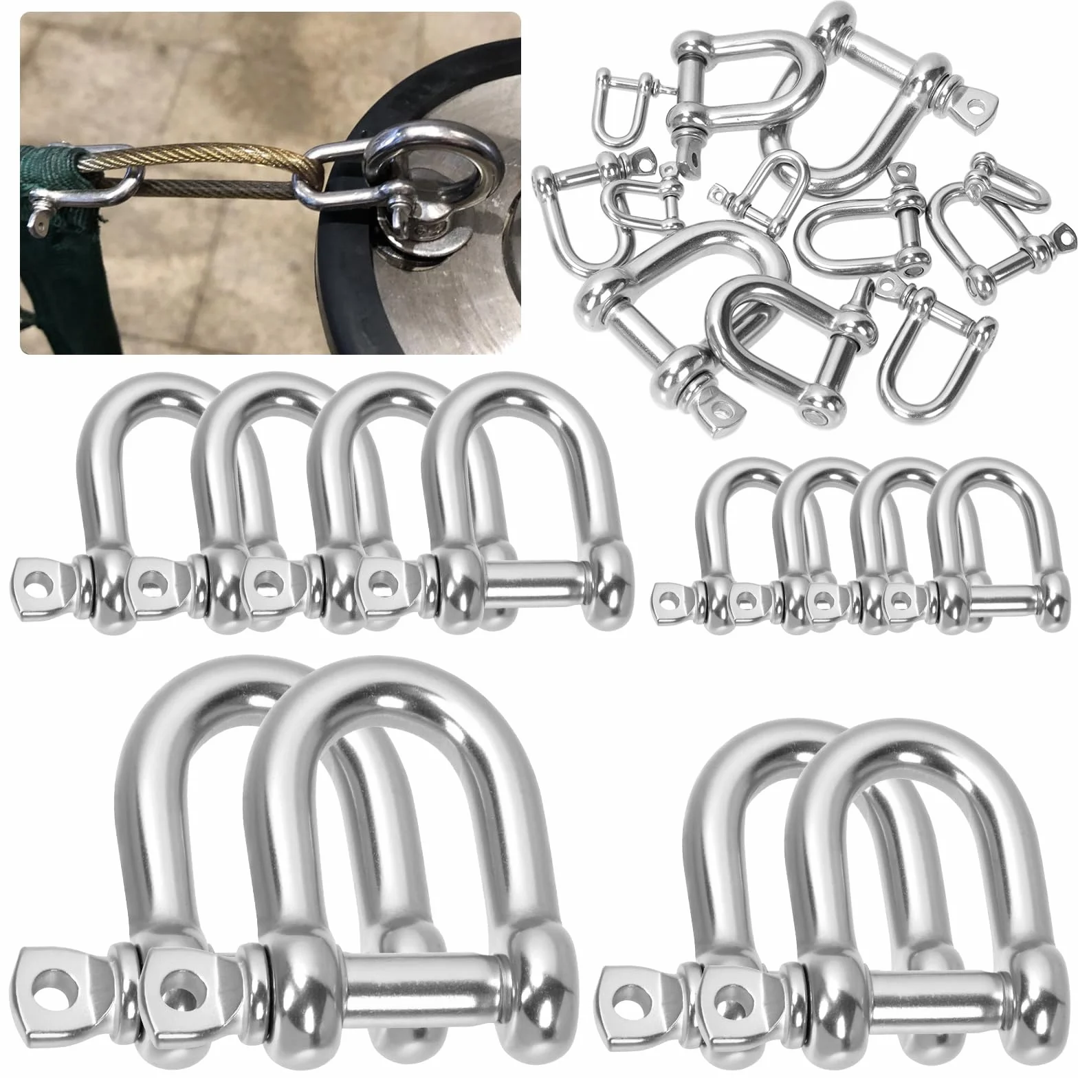 304 stal nierdzewna D Shackles śruba Pin Anchor Bow Shackle szekla widełkowa klasy morskiej