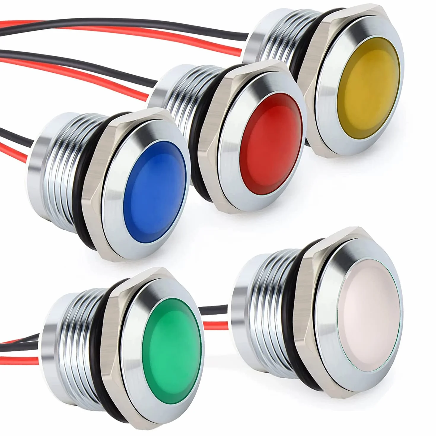 Gebildet Wskaźnik LED AC/DC 12-24V 20mA 16mm Biała Niebieska Czerwona Zielona Pomarańczowa 5szt