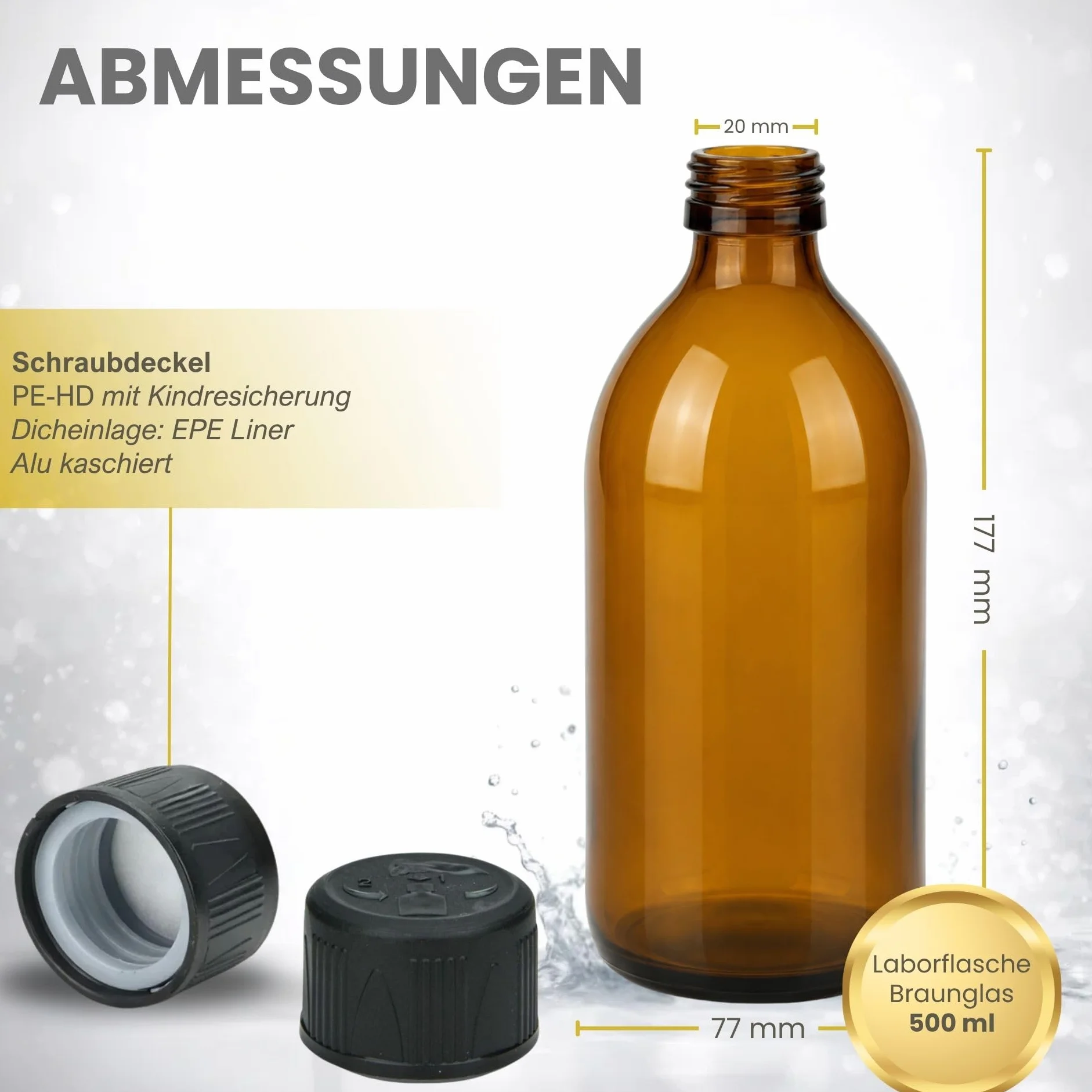 Mikken Brązowe Butelki Szklane 500 ml z Zakrętką