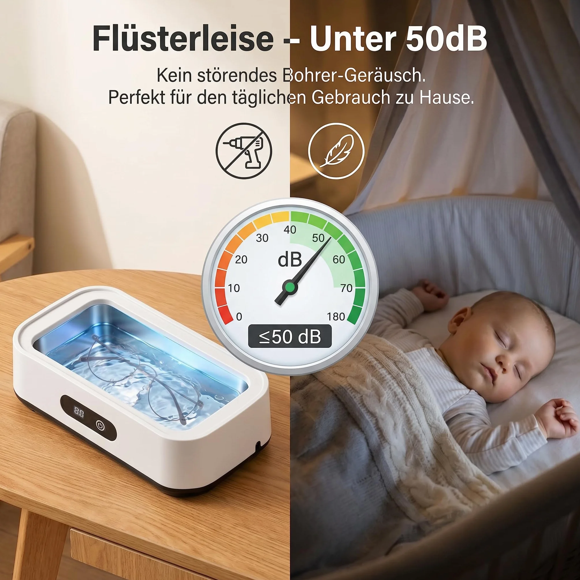 Myjka ultradźwiękowa 49 kHz 650 ml ze stali nierdzewnej do okularów i biżuterii