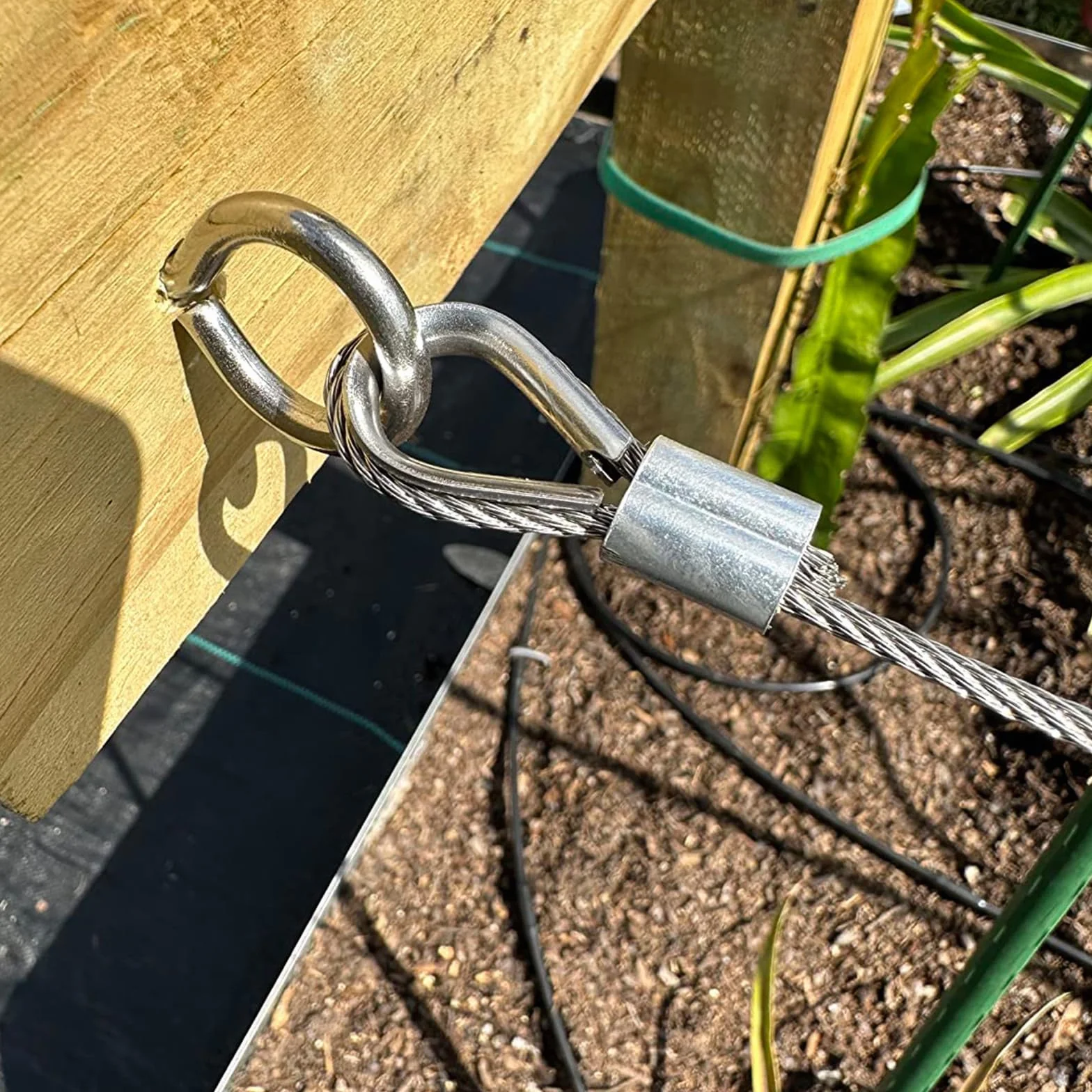 Linka stalowa 70 m 2 mm stal nierdzewna 304 zestaw 10 zacisków 10 lin 8 tulejek aluminiowych