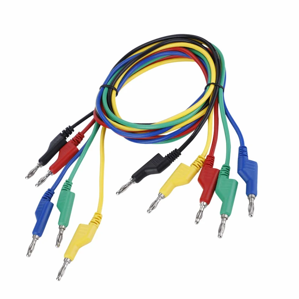 5 sztuk 1 m 4 mm wtyk bananowy kabel zasilający przewody pomiarowe wtyczka kablowa podwójna głowica wtyczka bananowa do multimetra
