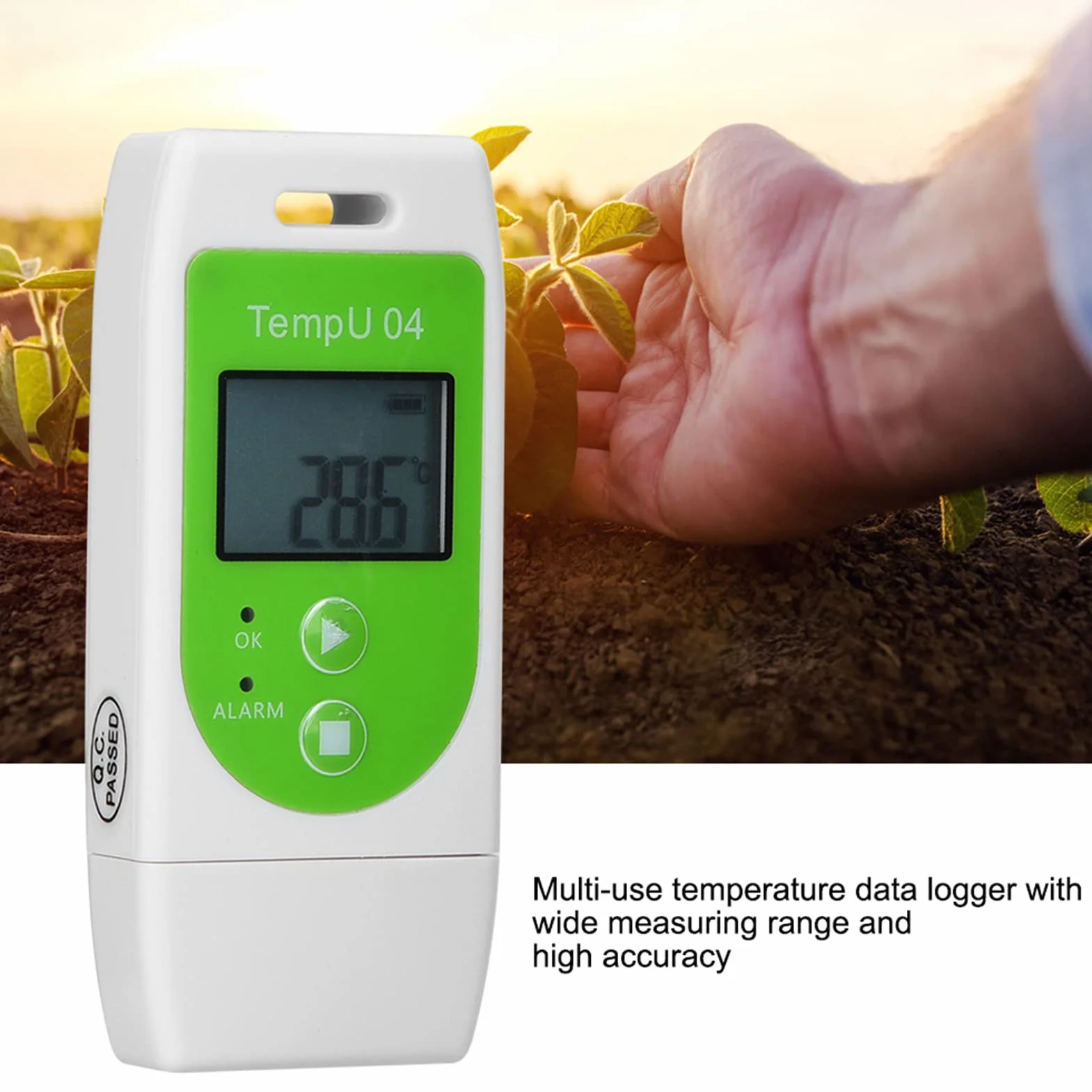 Cyfrowy Rejestrator Temperatury USB 32000 Punktów z Raportami PDF i CSV Wyświetlacz LCD