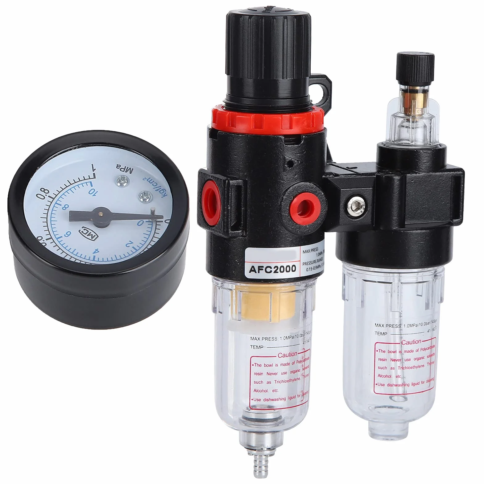 1-calowy NPT Filtr Regulator ciśnienia filtra powietrza Wodna pułapka pułapka pułapka, filtr sprężarki narzędzi powietrza z miernikiem, AC5010-10M