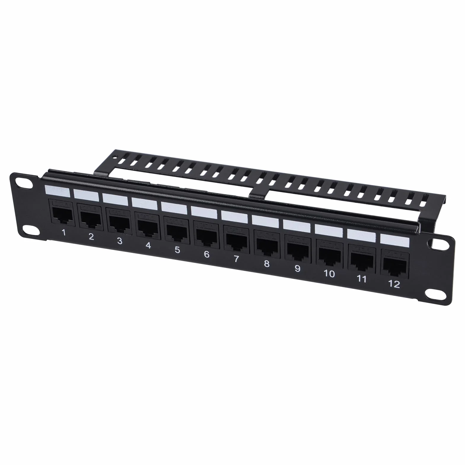 GeeekPi 12-portowy panel krosowy Cat6 1U Keystone do szafy serwerowej 25 cm